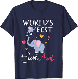 Worlds Best Aunt Elephant Aunt Elephaunt Crazy Aunt T-Shirt - T-Shirt | Navy