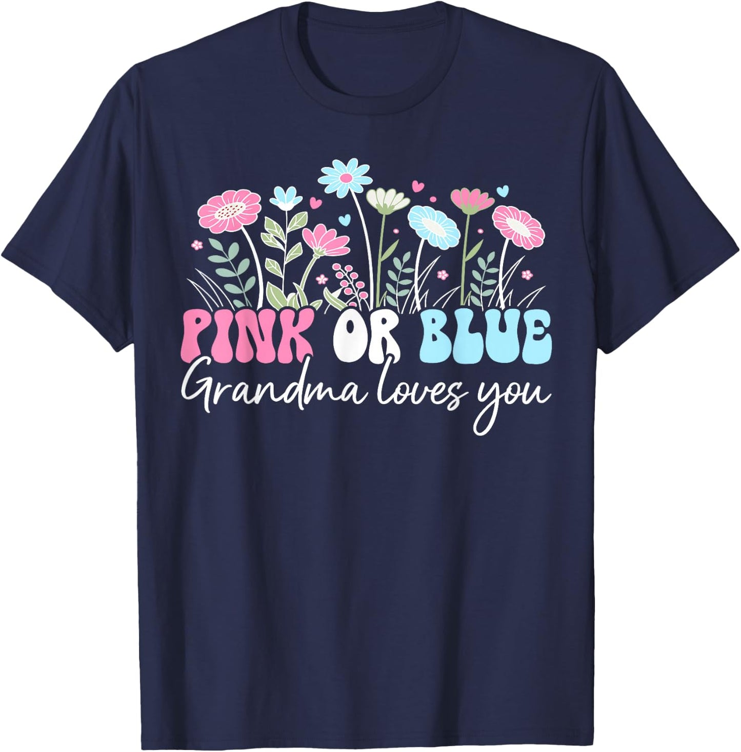 Groovy Grandma Gender Reveal Grandmother T-Shirt - T-Shirt | Navy