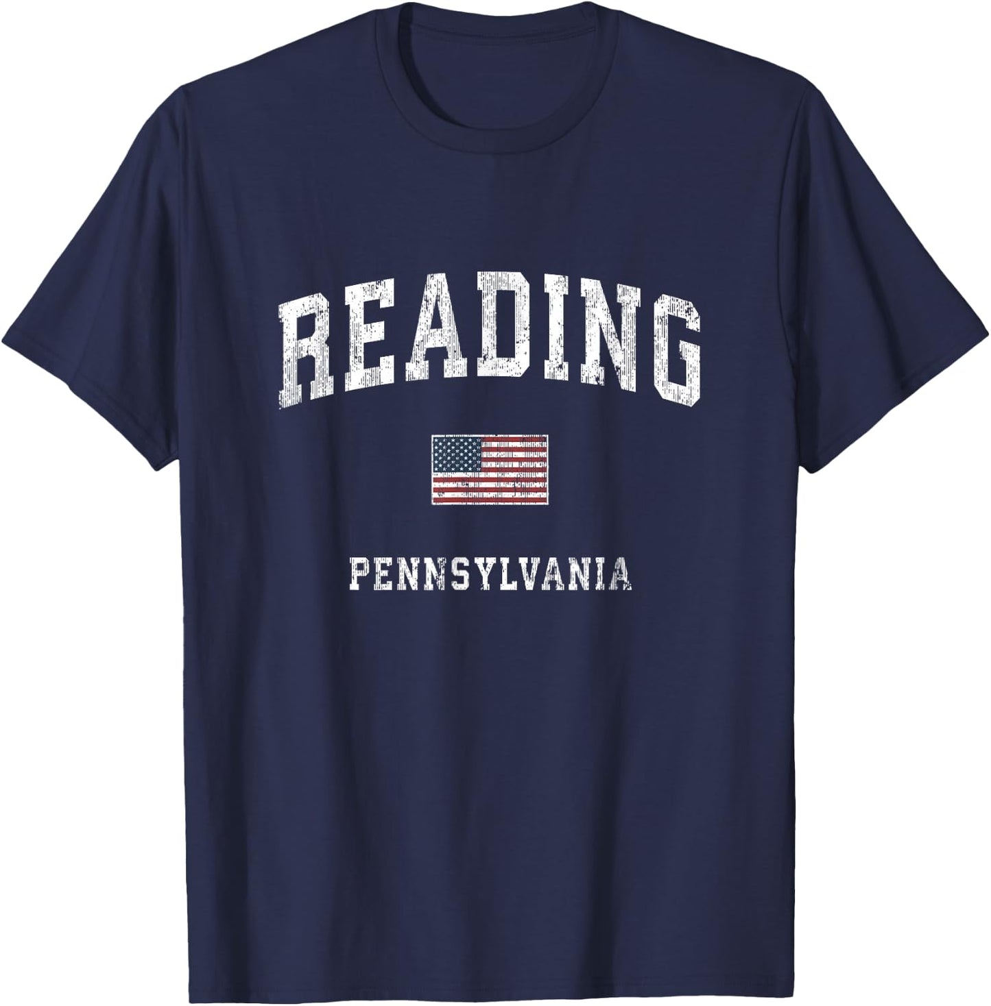 Reading Pennsylvania PA Vintage American Flag Sports Design T-Shirt - T-Shirt | Navy