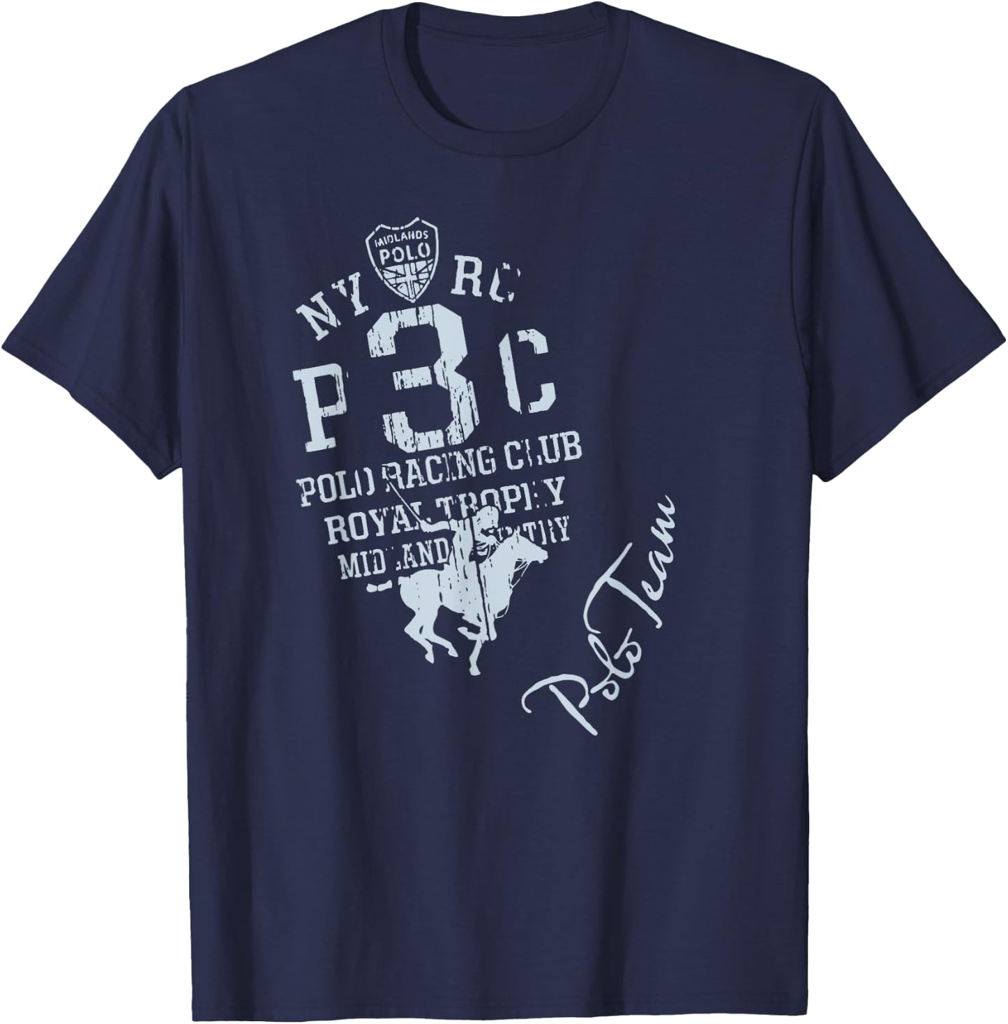 Horseback Polo Riding & Polo Player Equestrian Women Men Dad T-Shirt - T-Shirt | Navy