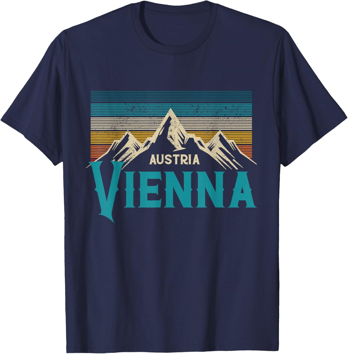 Vienna Austria Vienna Vintage Mountains Alps Ski Souvenir T-Shirt - T-Shirt | Navy