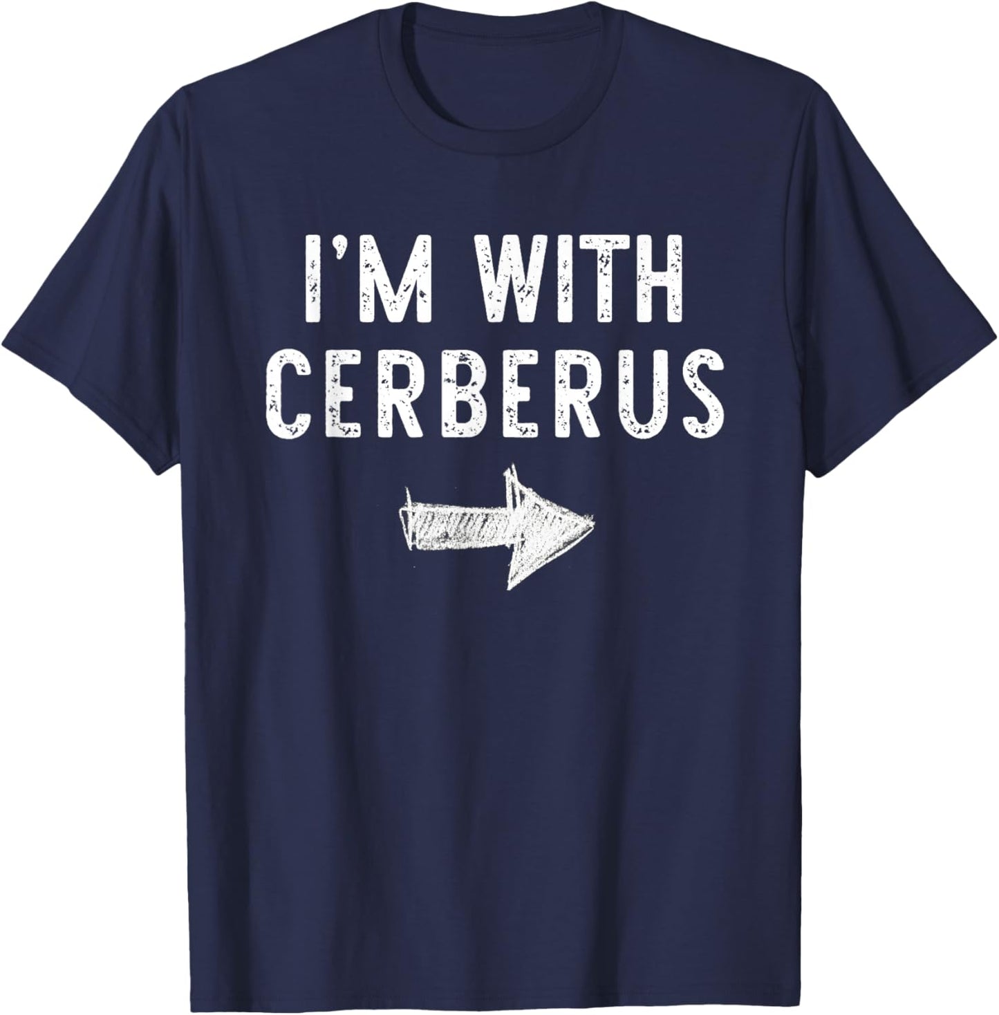 I’m with Cerberus Funny Halloween Couple Costume T-Shirt - T-Shirt | Navy