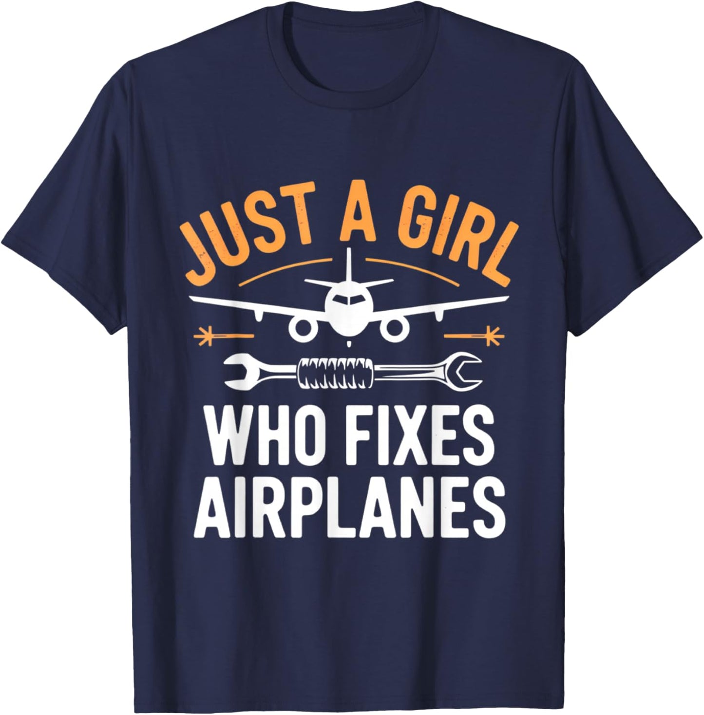 Aircraft Mechanic Women Just a Girl Who Fixes Airplanes T-Shirt - T-Shirt | Navy