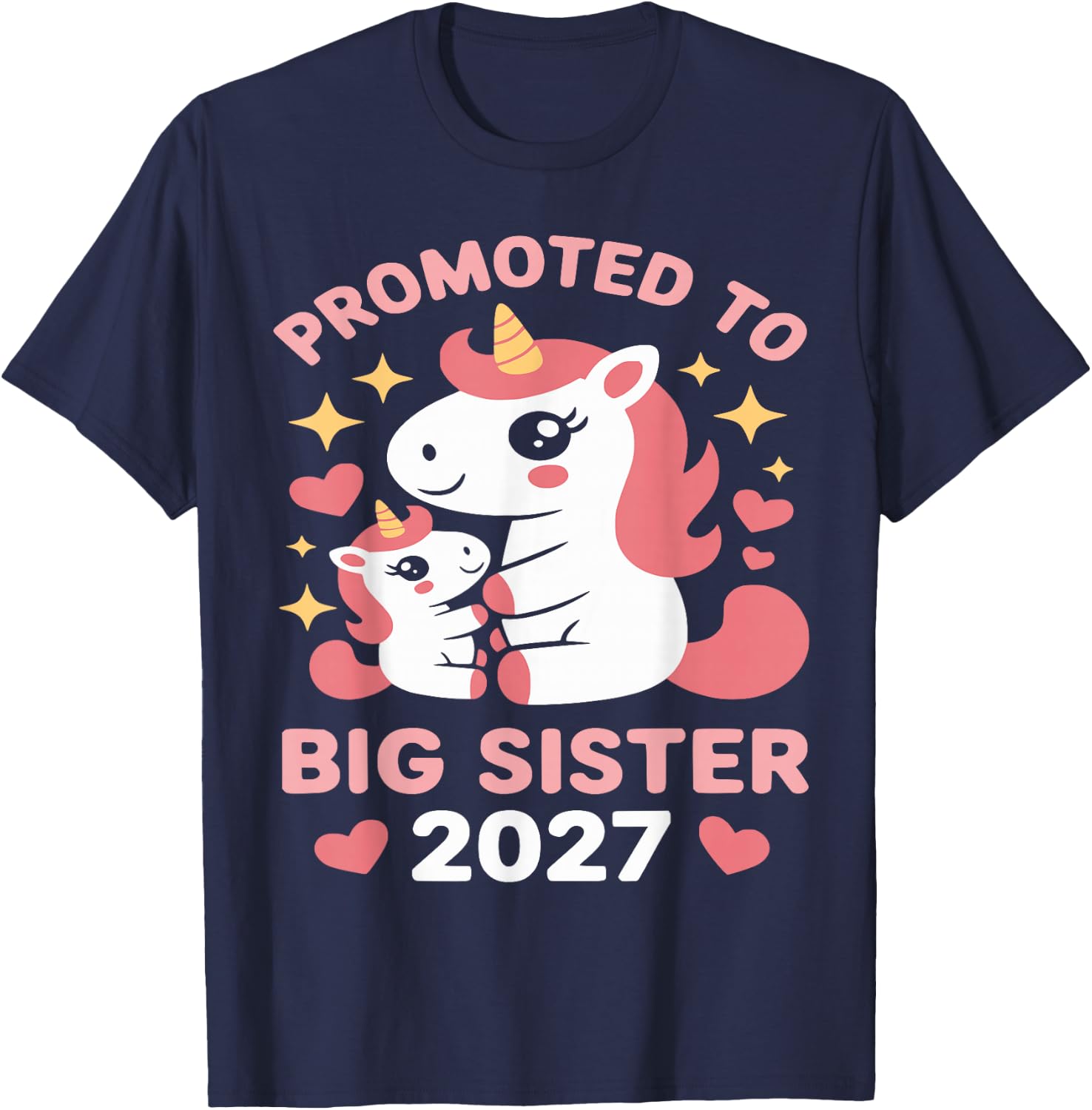 Soon to Be Big Sister 2027 Cute Promoted to Big Sister 2027 T-Shirt - T-Shirt | Navy