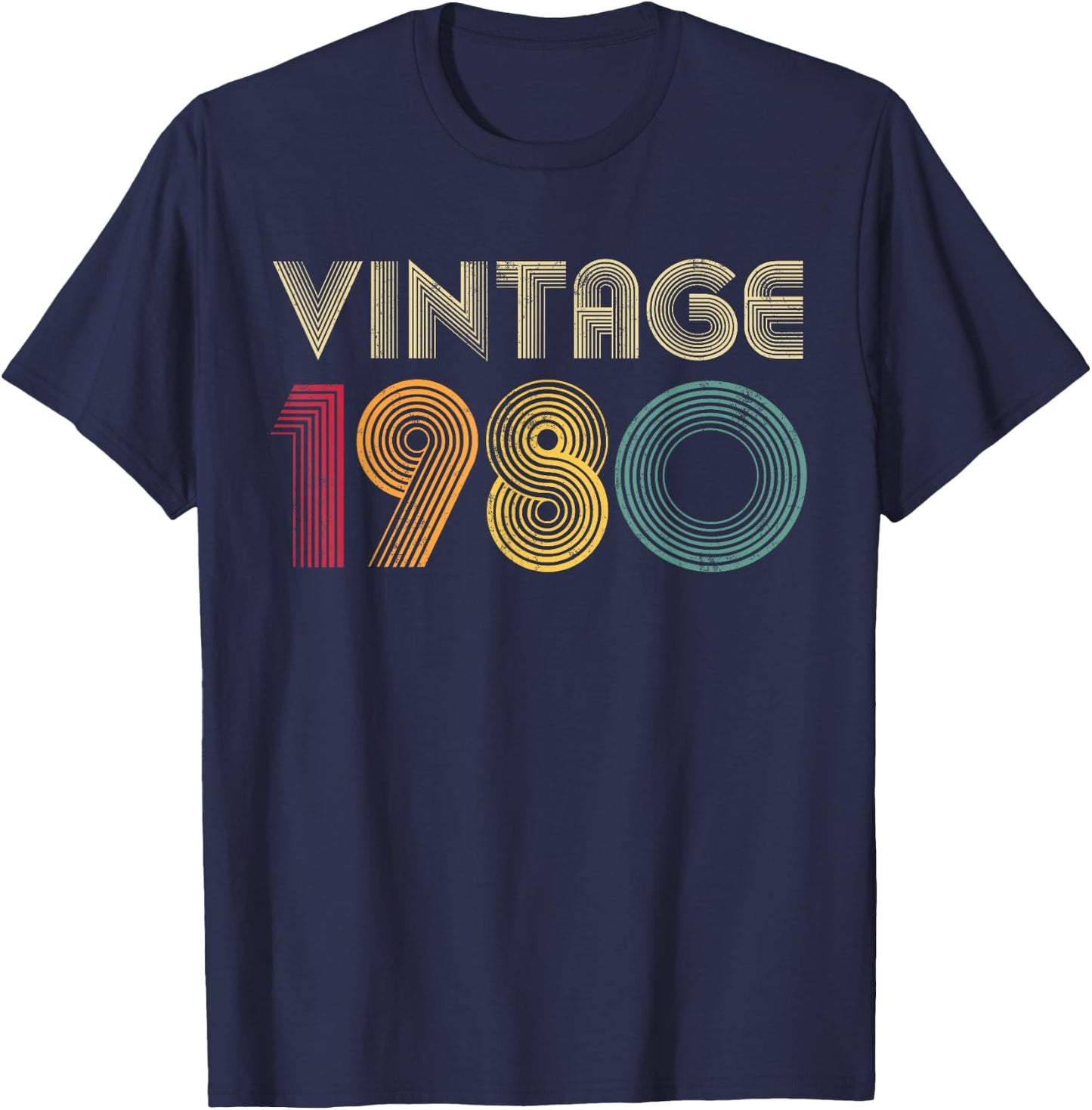 45th Birthday Gift Men 1980 45 Years Old Retro T-Shirt - T-Shirt | Navy