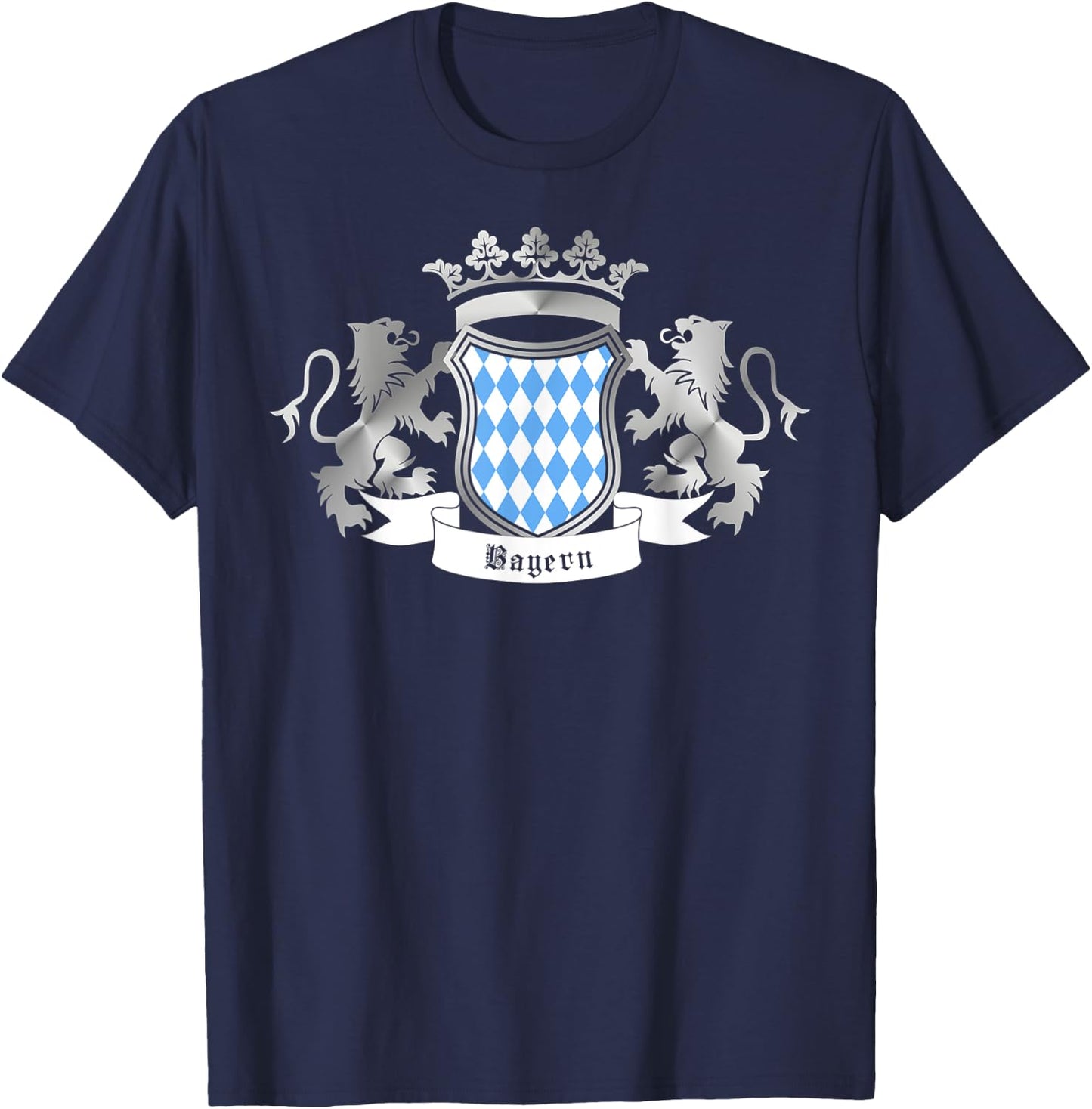 German Bavarian Silver Crest Oktoberfest Beer Lover Design T-Shirt - T-Shirt | Navy