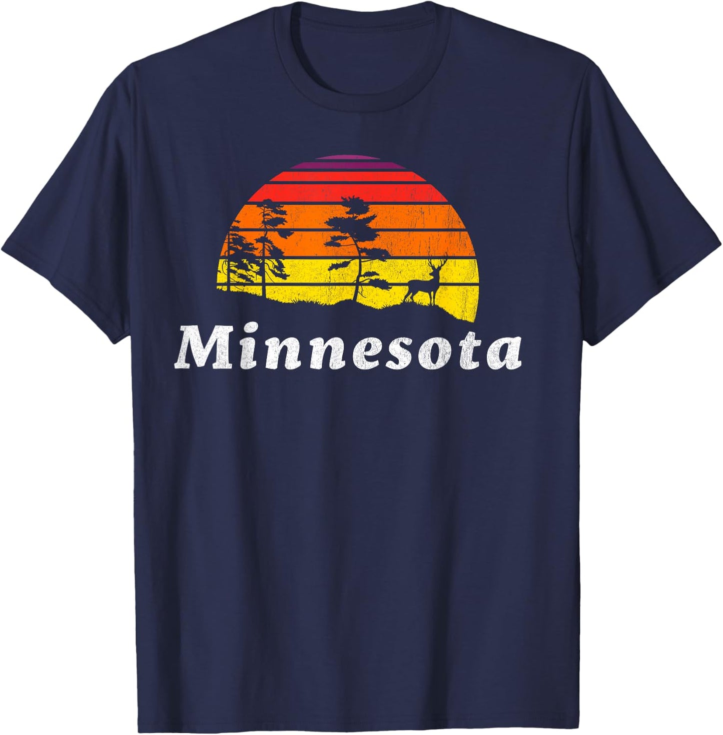 Vintage Minnesota Outdoors Retro 70s Nature T-Shirt - T-Shirt | Navy