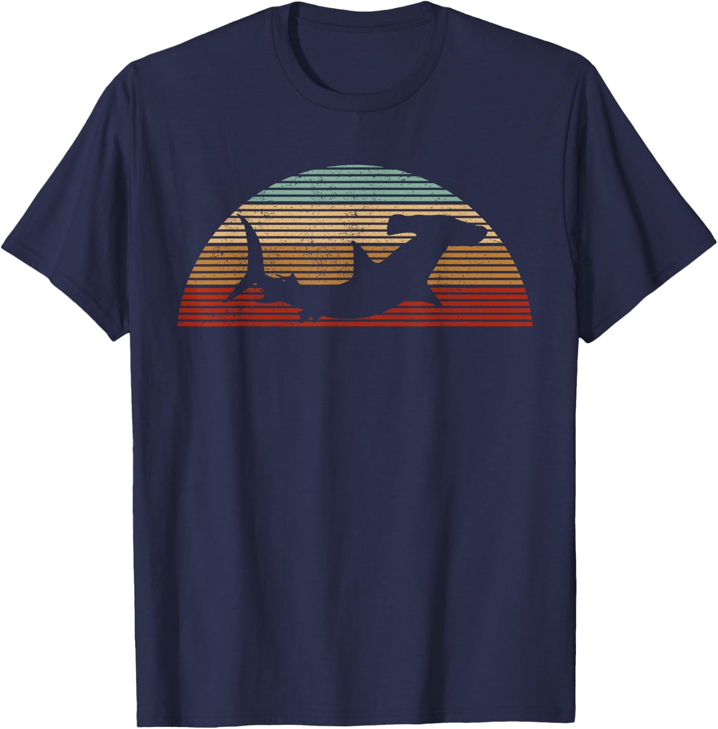 Hammerhead Shark Vintage Retro Fishing Gift T-Shirt - T-Shirt | Navy