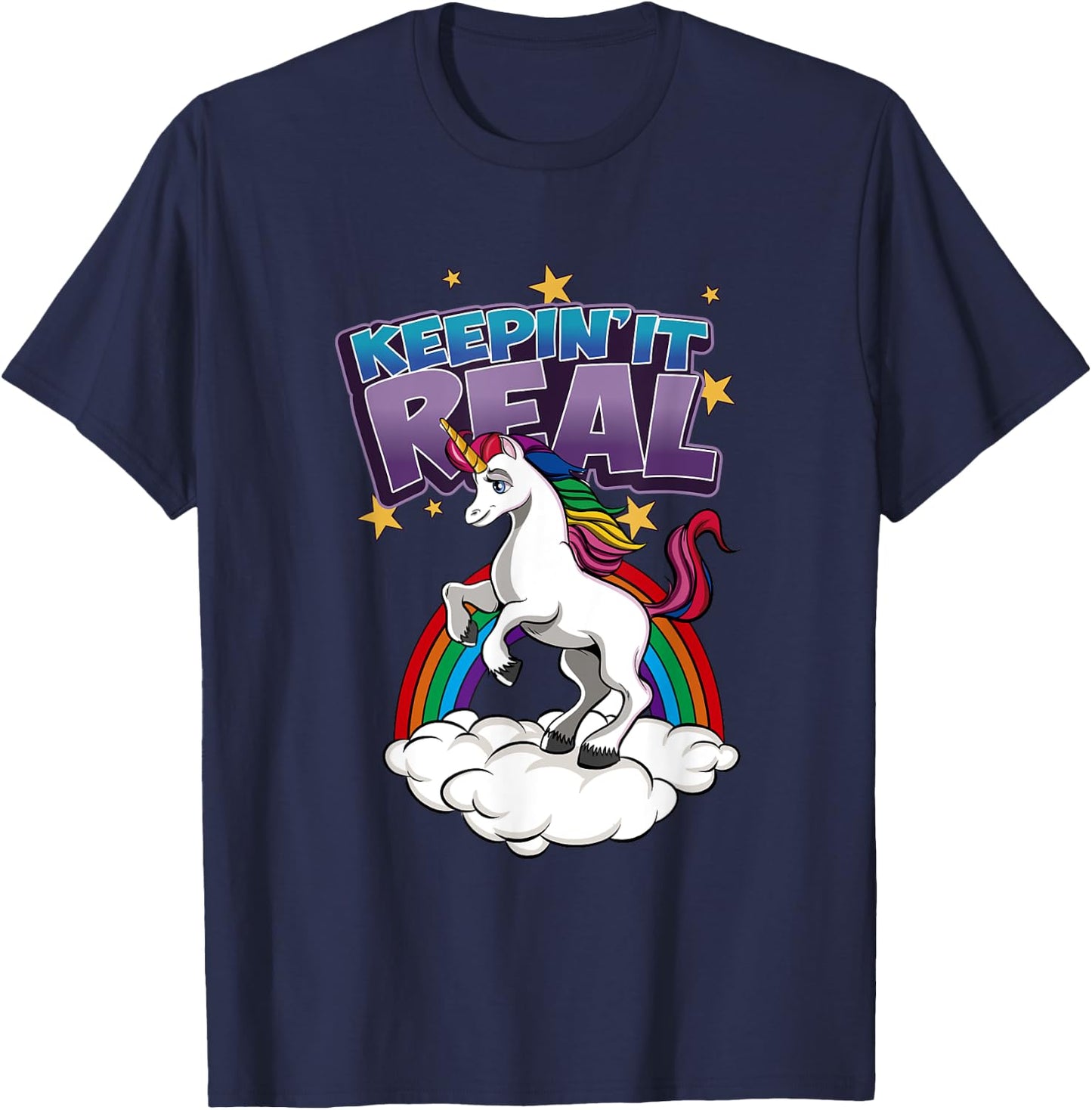 Keepin It Real Unicorn T-Shirt - T-Shirt | Navy