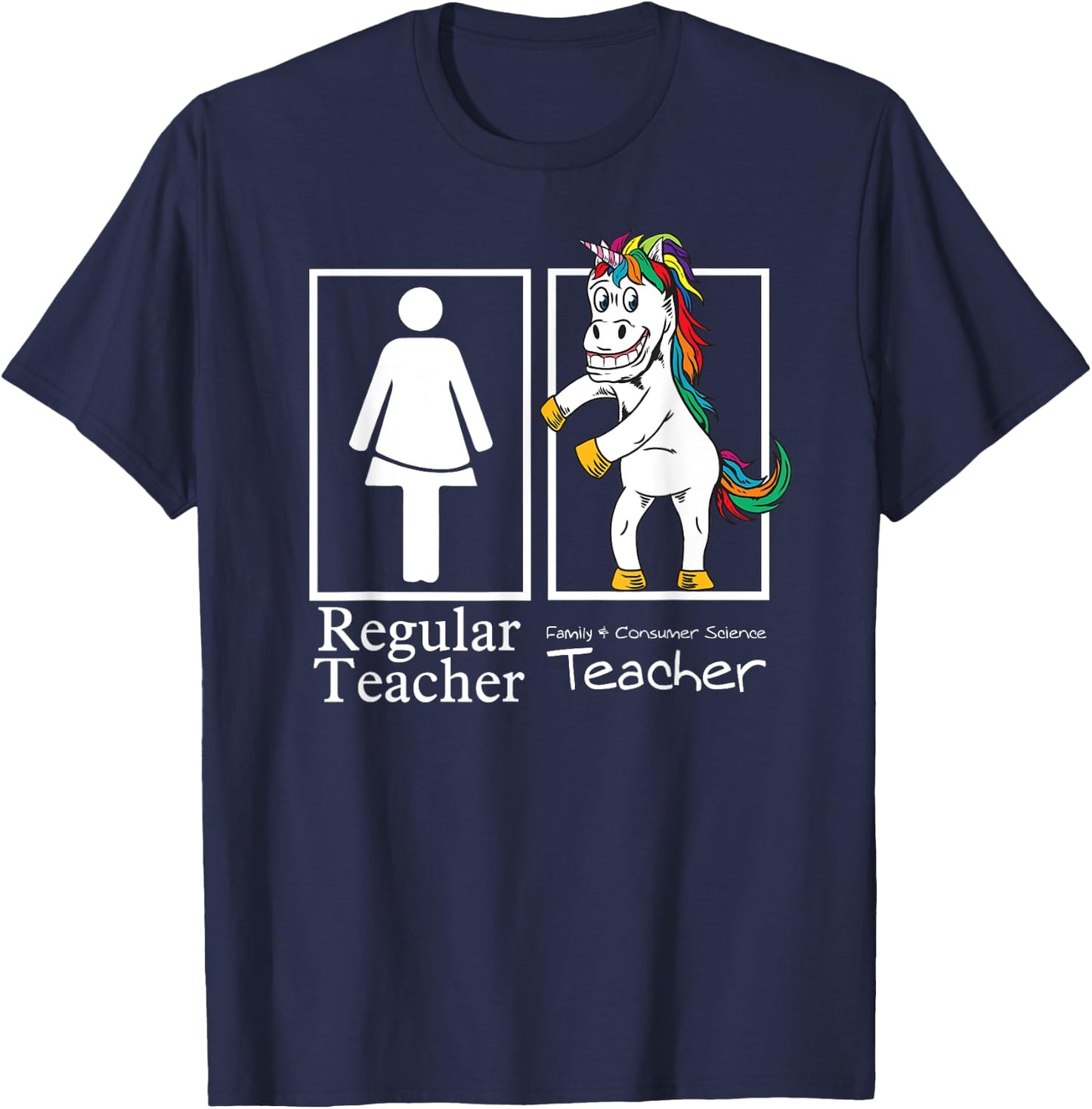 Family & Consumer Science Teacher Regular Unicorn Team Gift Women Girls Kids T-Shirt - T-Shirt | Navy