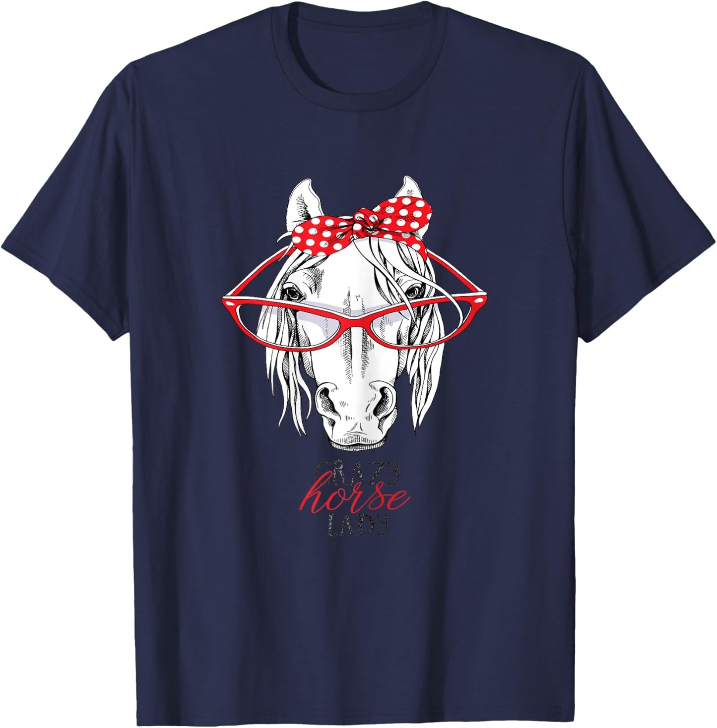 Crazy horse lady horse lover women Bandana Horseback Riding T-Shirt - T-Shirt | Navy