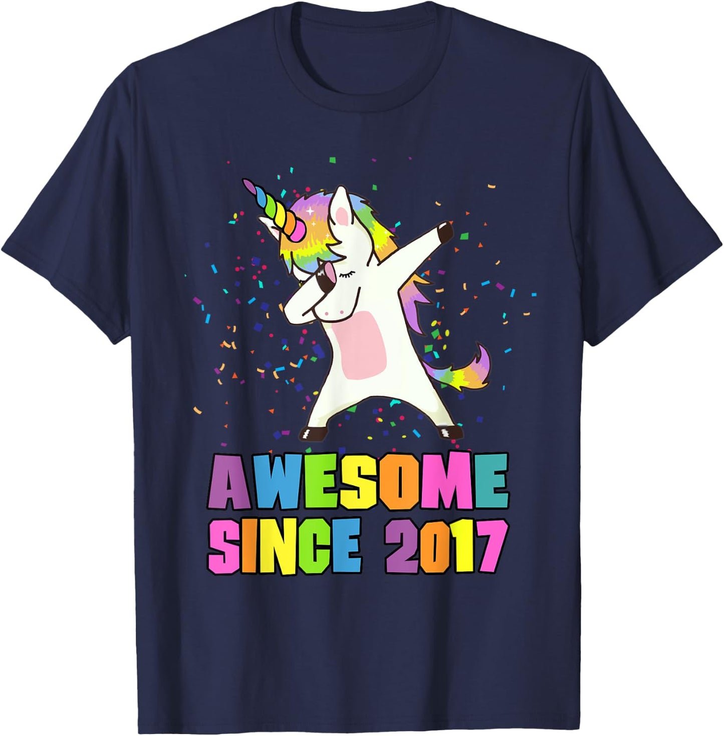 Awesome Since 2017 Unicorn T-Shirt - T-Shirt | Navy