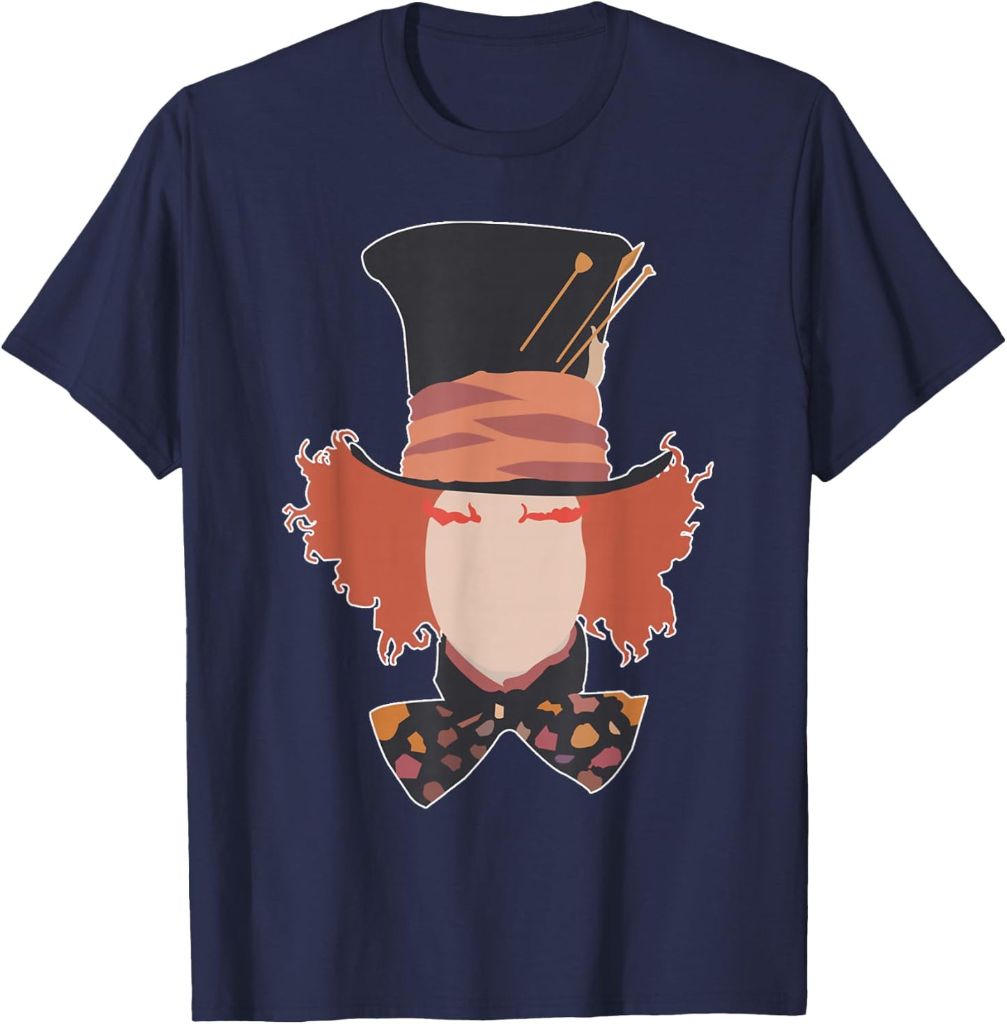 Mad Hatter Alice Minimalist We're All Mad Wonderland T-Shirt - T-Shirt | Navy
