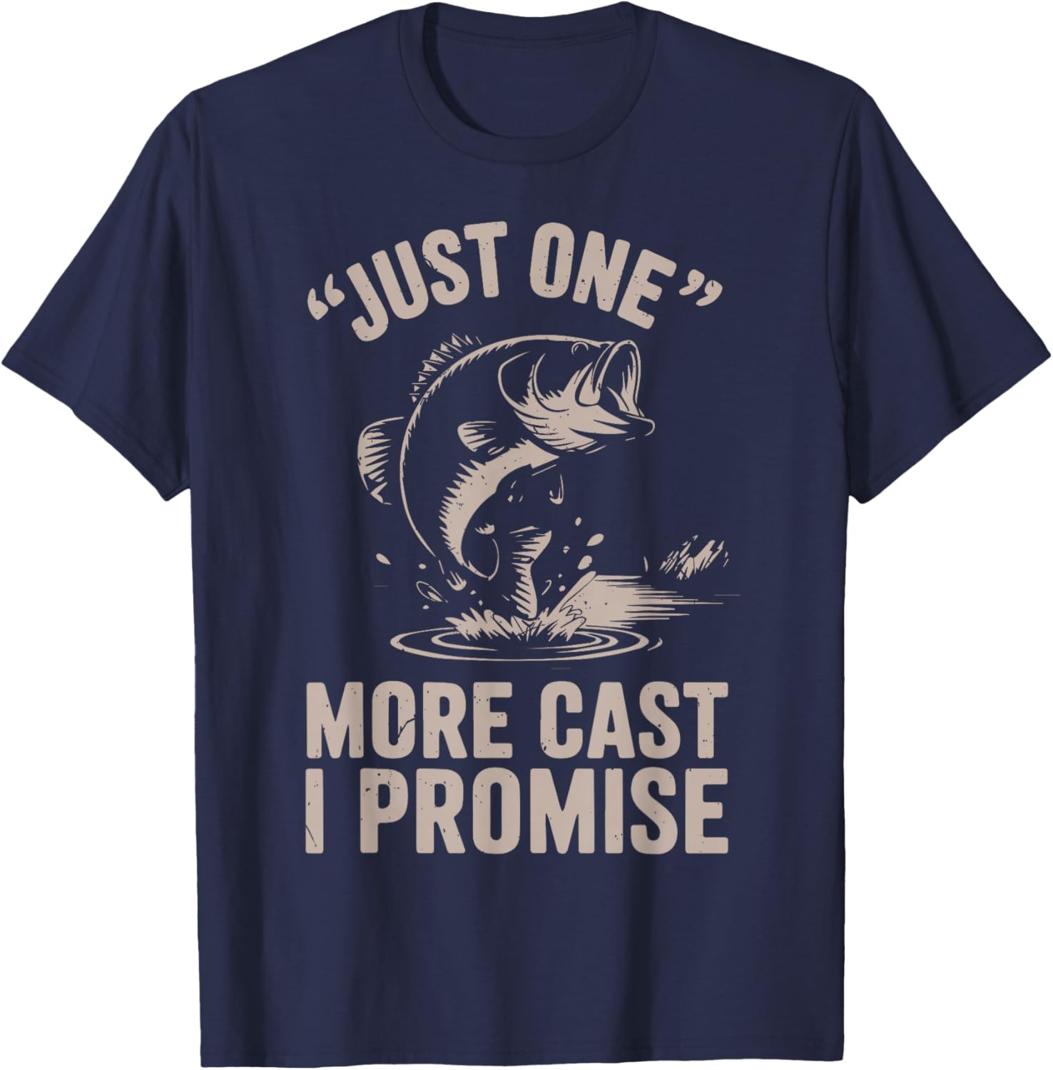 Funny Fishing Just One More Cast Boy Bass Fish Dad Fisherman T-Shirt - T-Shirt | Navy