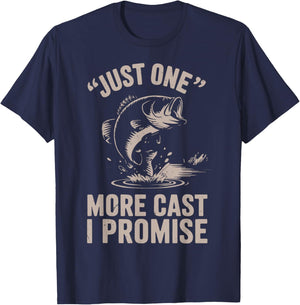 Funny Fishing Just One More Cast Boy Bass Fish Dad Fisherman T-Shirt - T-Shirt | Navy