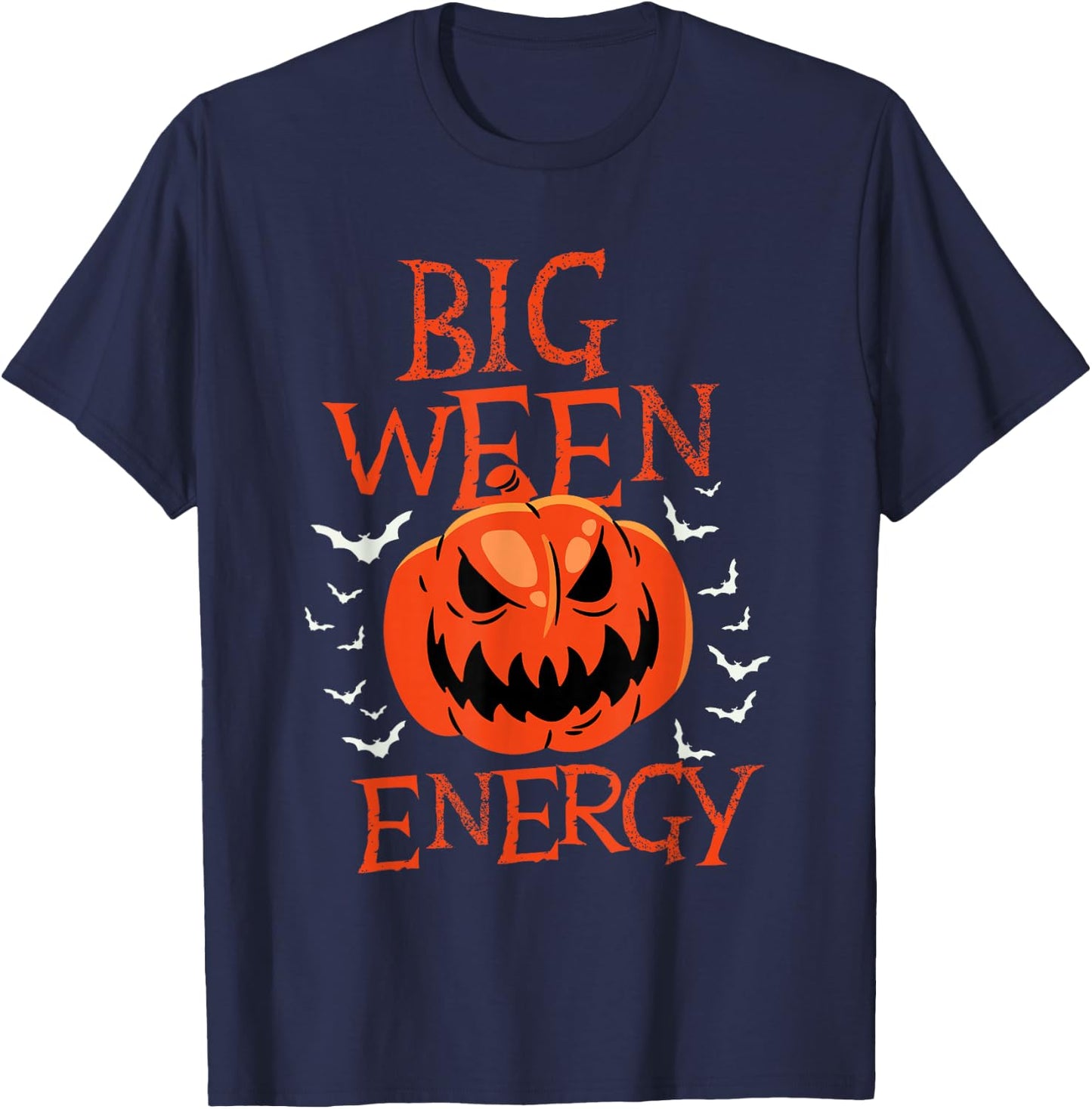 Big Ween Energy - Big Halloween Carved Pumpkin Head T-Shirt - T-Shirt | Navy
