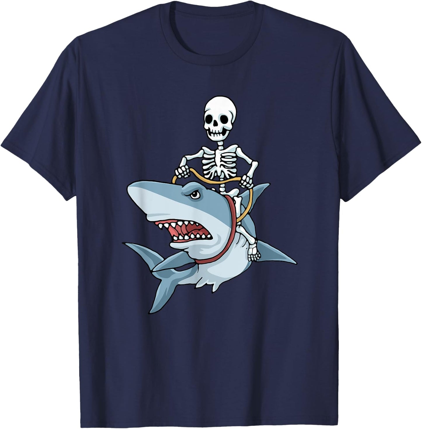Halloween shark skeleton funny Halloween T-Shirt - T-Shirt | Navy