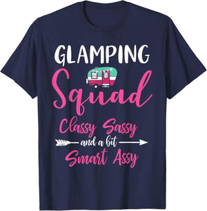 Glamping Squad Funny Matching Family Girls Camping Trip T-Shirt - T-Shirt | Navy