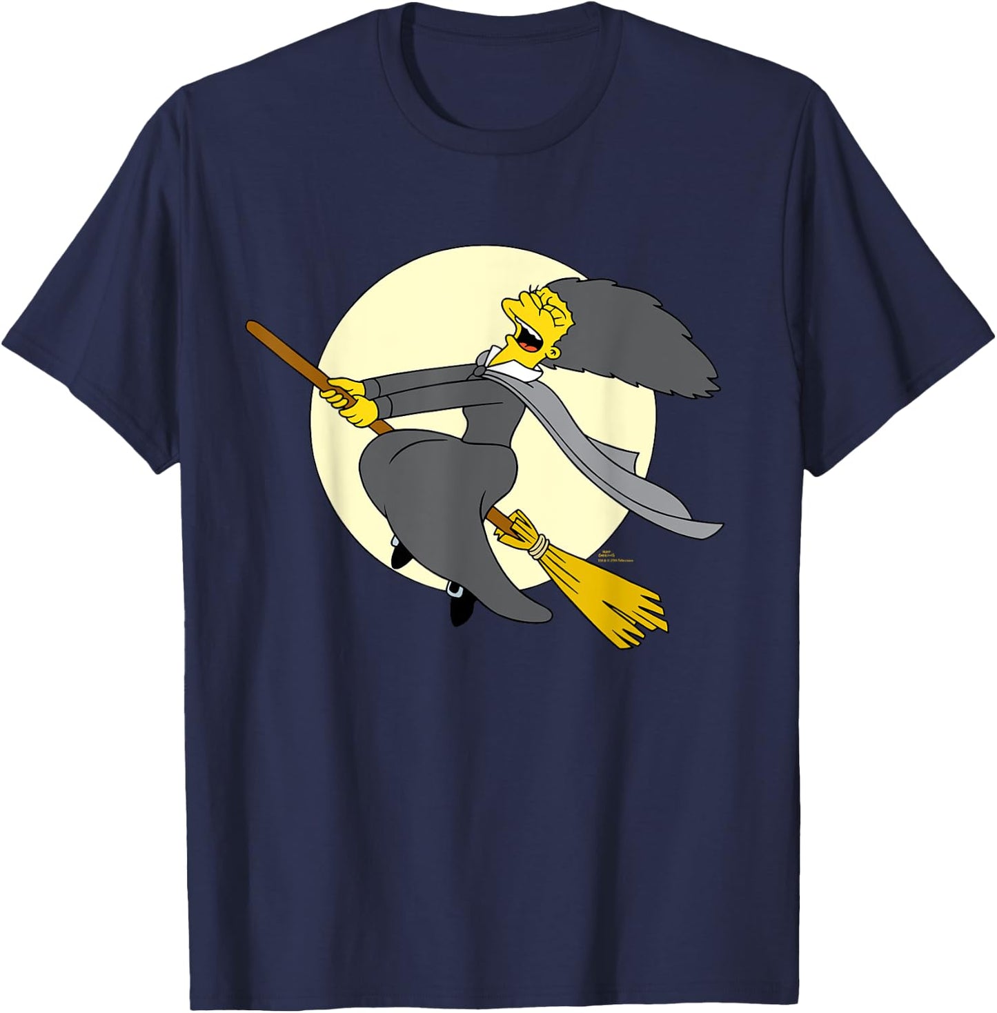 The Simpsons Halloween Witch Costume Marge on Flying Broom T-Shirt - T-Shirt | Navy