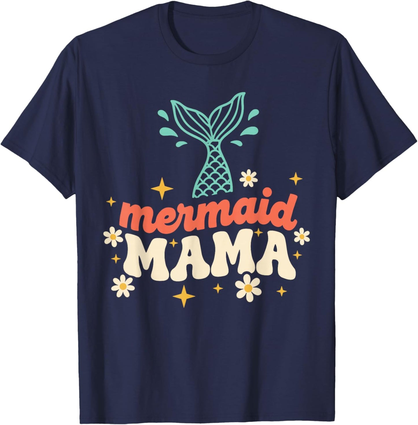 Mom of Birthday Girl Mermaid Costume Women, Mermaid Mama T-Shirt - T-Shirt | Navy