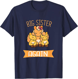 Big Sister Again Cute Horse Siblings T-Shirt - T-Shirt | Navy