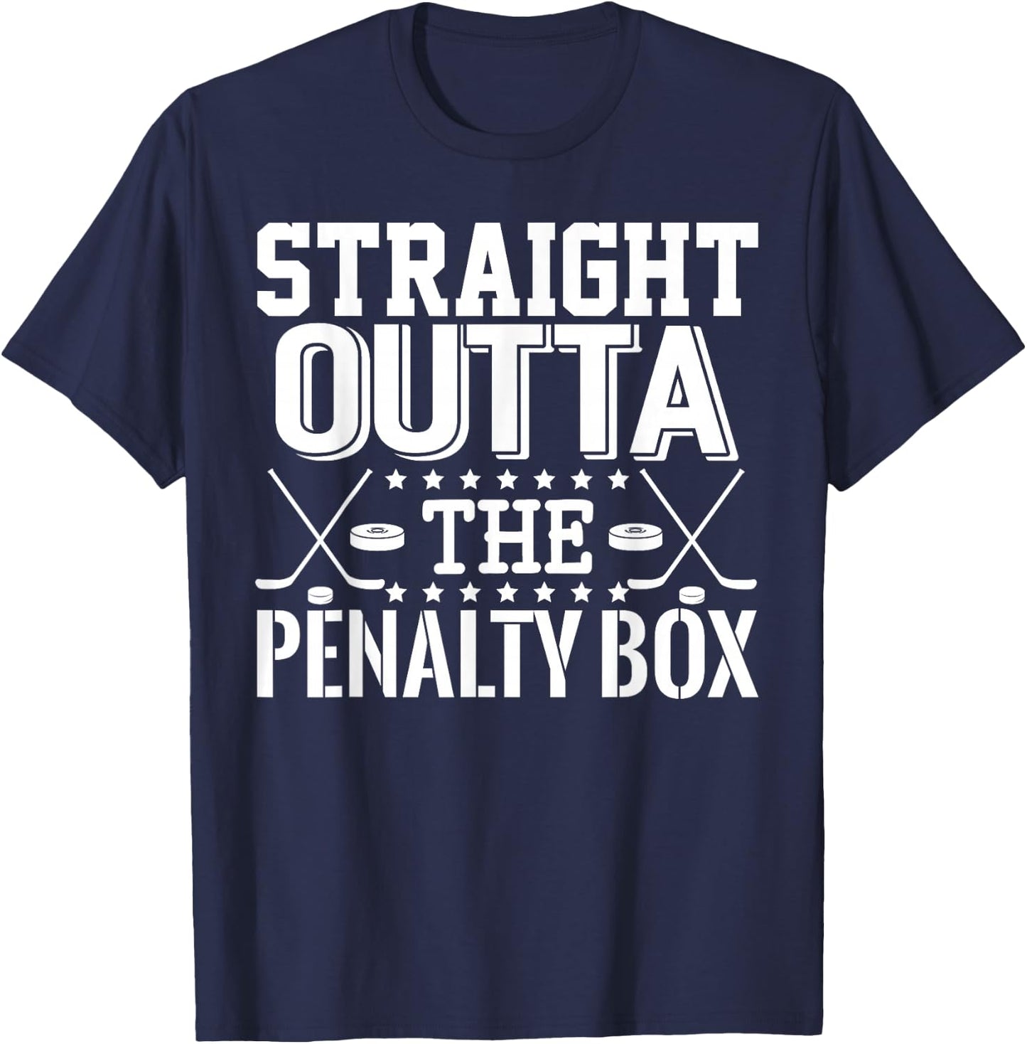 Straight Outta The Penalty Box Funny Ice Hockey Enforcer T-Shirt - T-Shirt | Navy