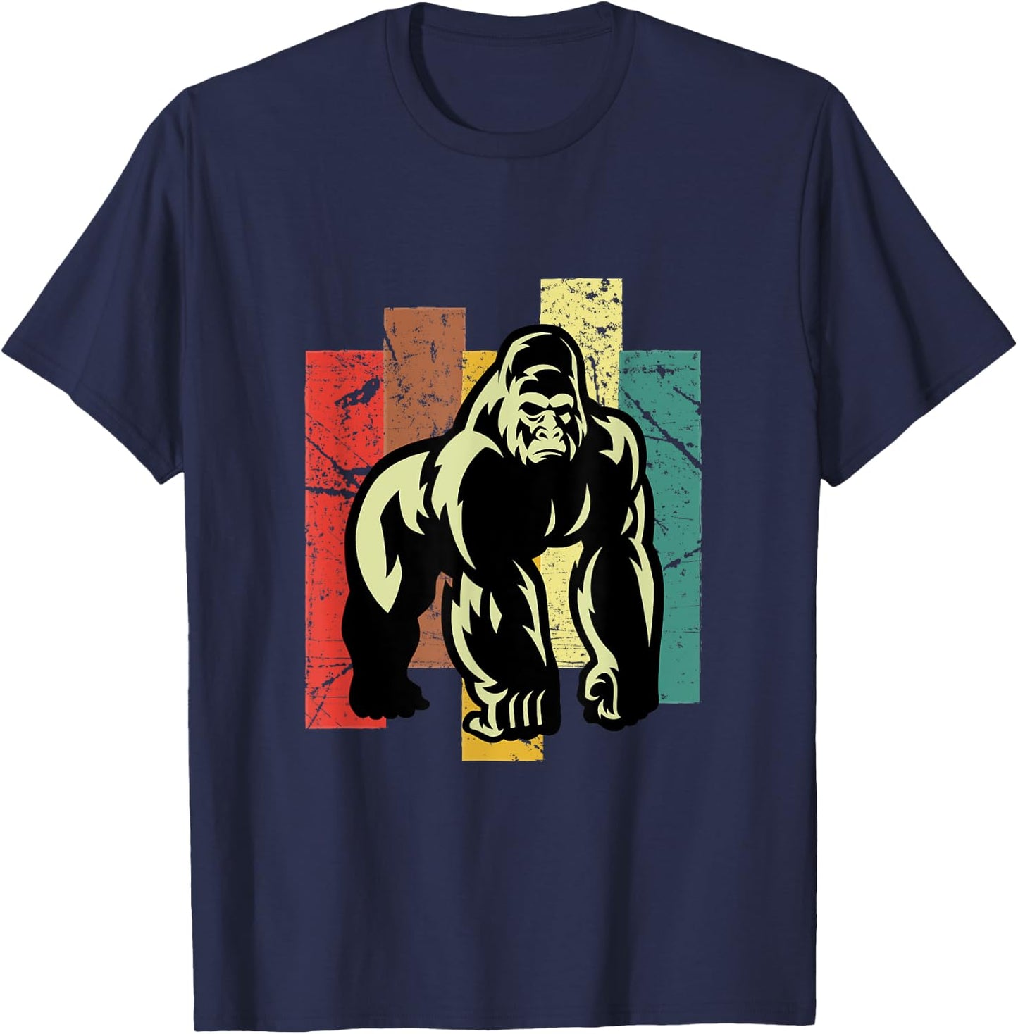 Gorilla Shirt Retro 70s Vintage Animal Lover Art T-Shirt - T-Shirt | Navy