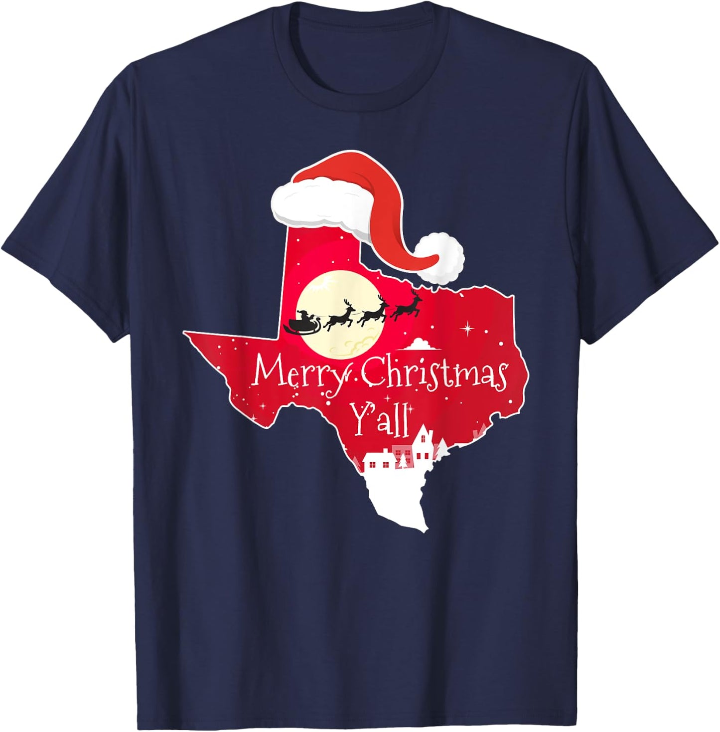 Texas Christmas Merry Christmas Y'all TX Santa Shirt T-Shirt - T-Shirt | Navy