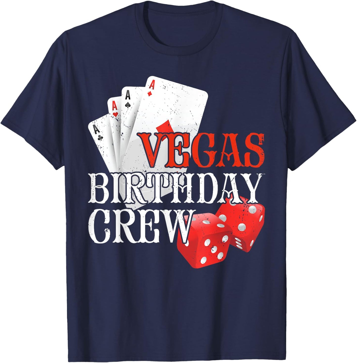 Casino Themed Vegas Birthday Crew Fun T-Shirt - T-Shirt | Navy