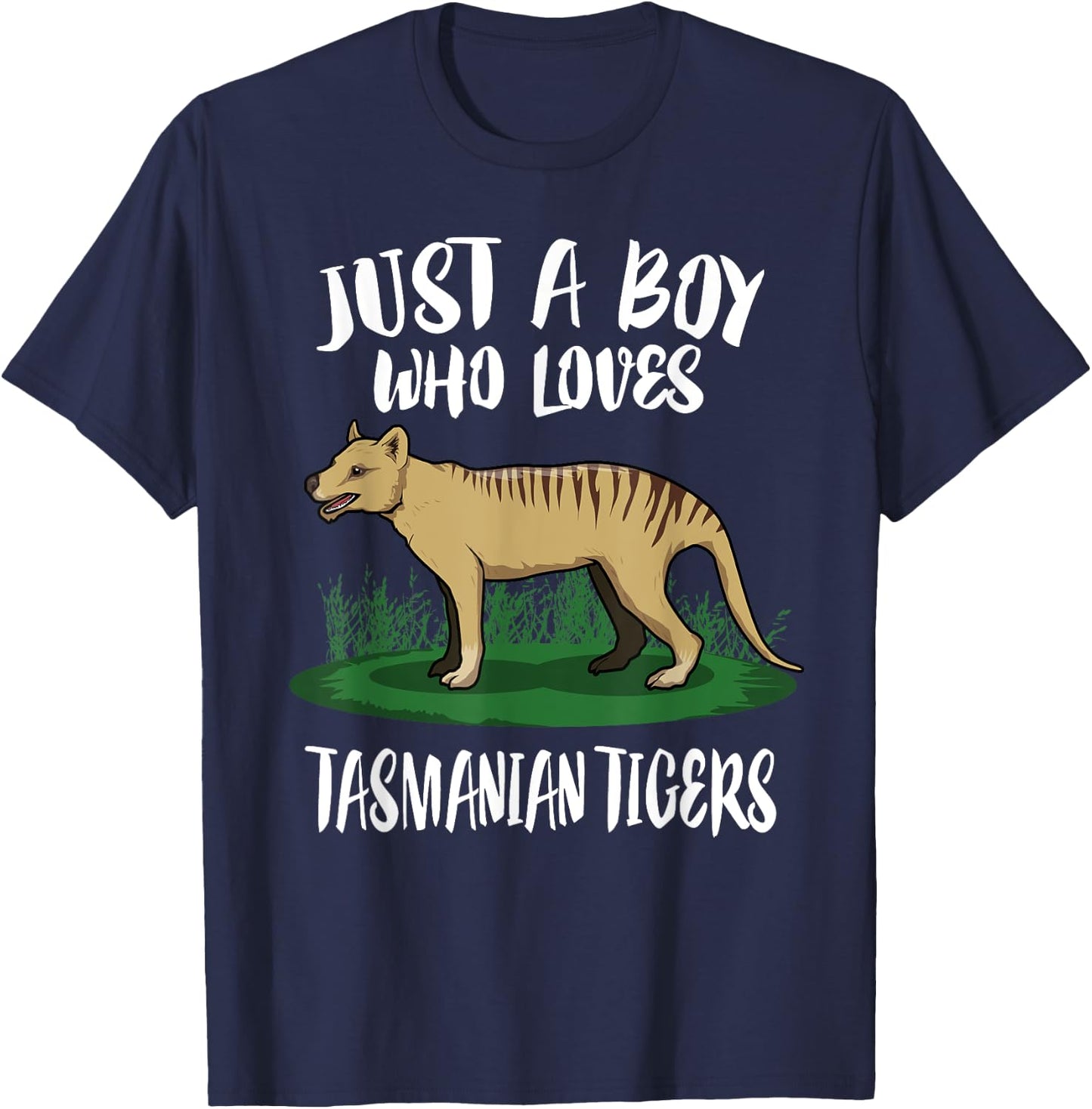 Just A Boy Who Loves Tasmanian Tigers Gift T-Shirt - T-Shirt | Navy