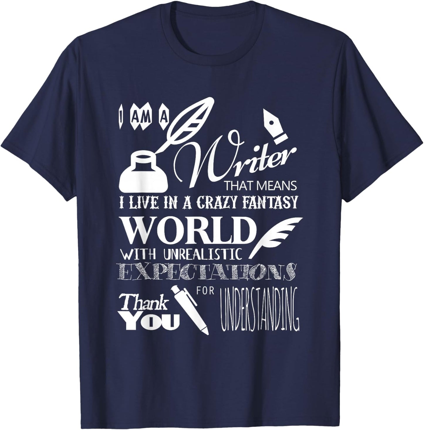 with German Text "Ich bin ein Schriftsteller, der ... Schreiber T-Shirt - T-Shirt | Navy