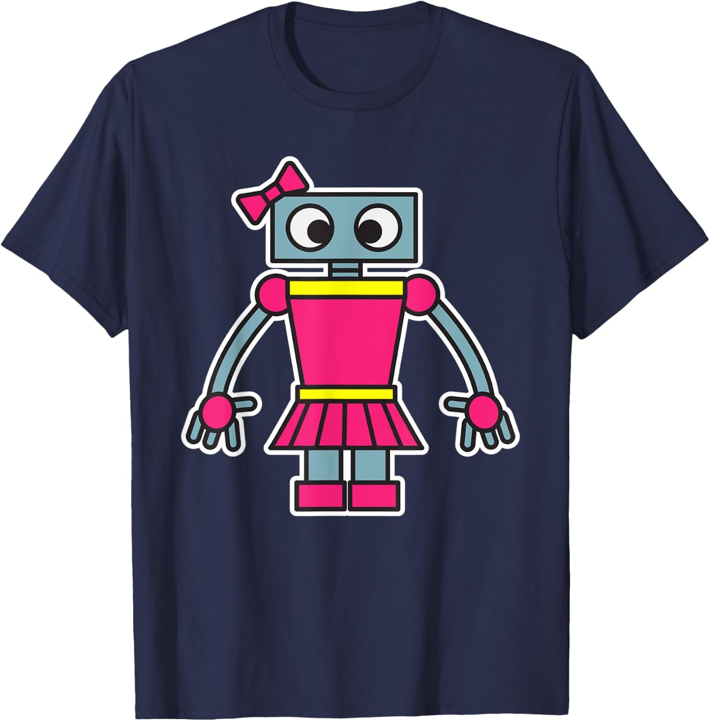 Robot Girl Fun Cute Dress Girly Robots Robotics Engineer T-Shirt - T-Shirt | Navy