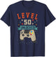 Level 50 Unlocked Gamer 50th Years Old Birthday T-Shirt - T-Shirt | Navy
