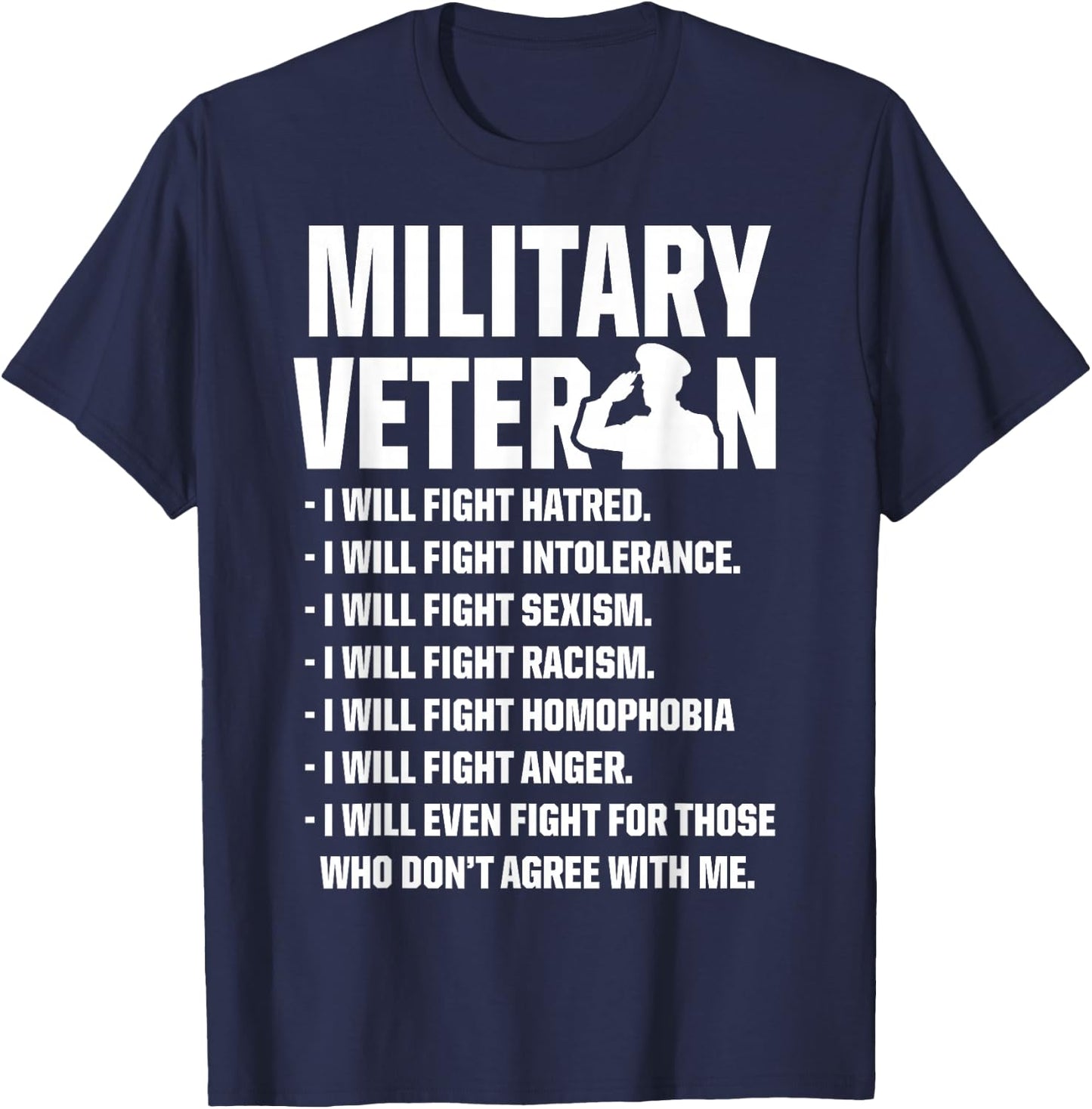 Military Veterans Against Trump 2020 Fight USA Election T-Shirt - T-Shirt | Navy