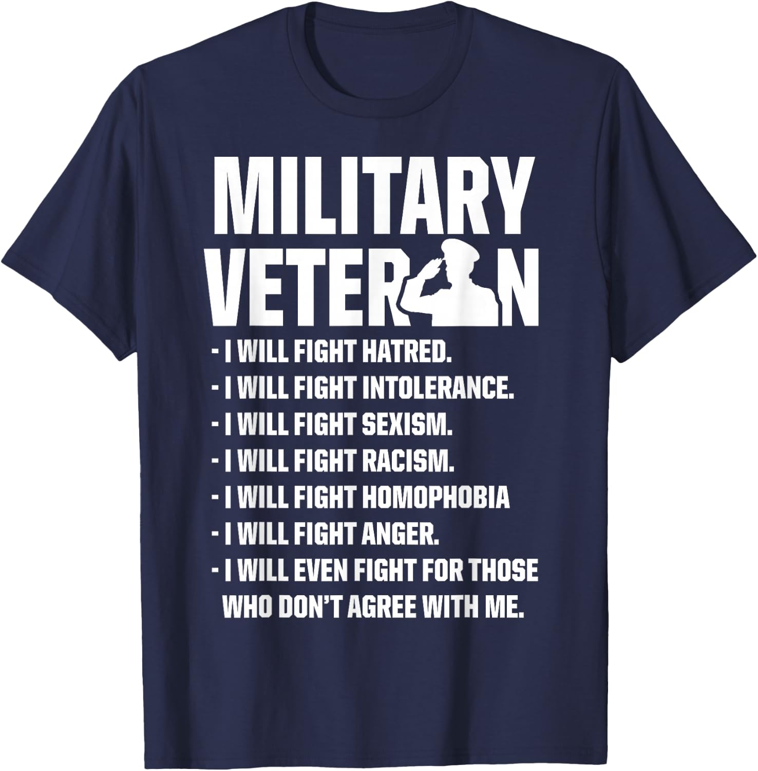 Military Veterans Against Trump 2020 Fight USA Election T-Shirt - T-Shirt | Navy