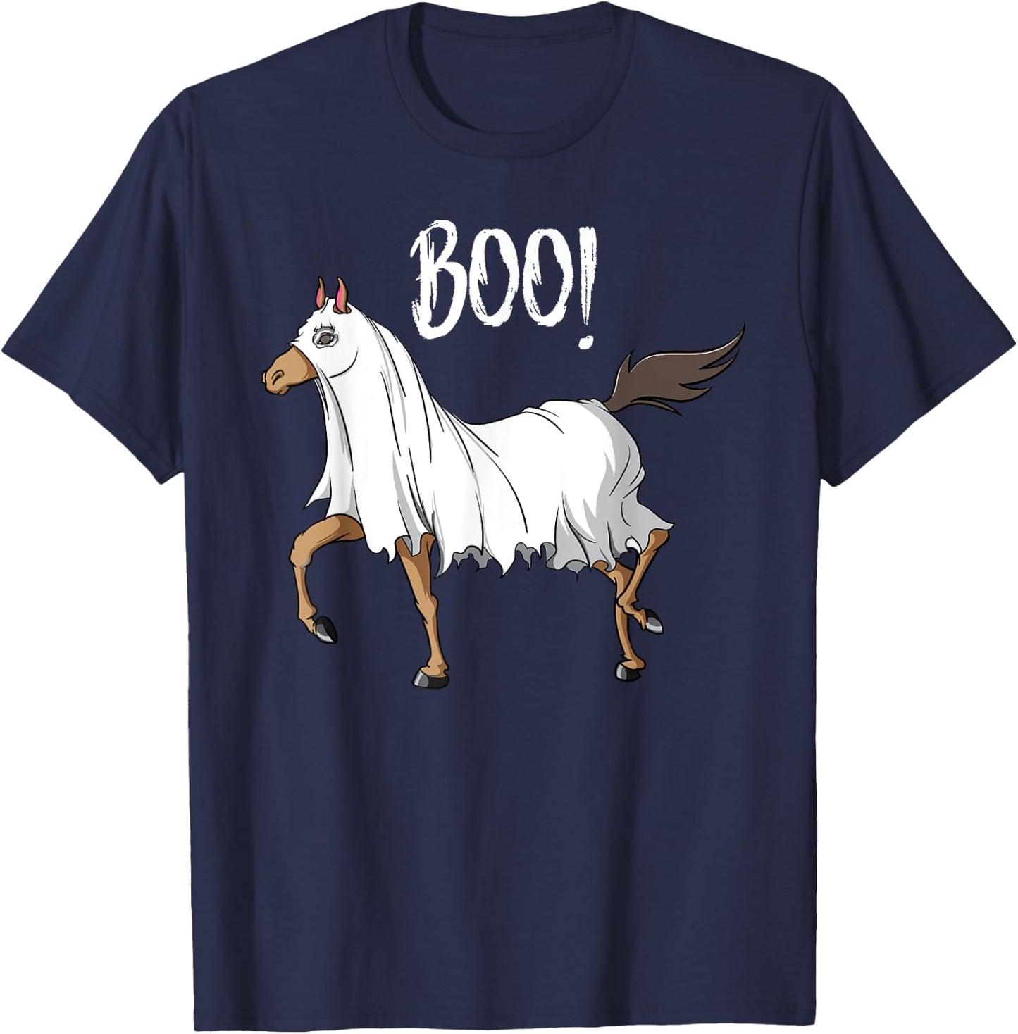 Horse Ghost Costume Funny Equestrian Horse Lover Halloween T-Shirt - T-Shirt | Navy