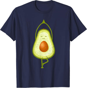 Avocado Yoga Funny Namaste Meditation Vegan T-Shirt - T-Shirt | Navy