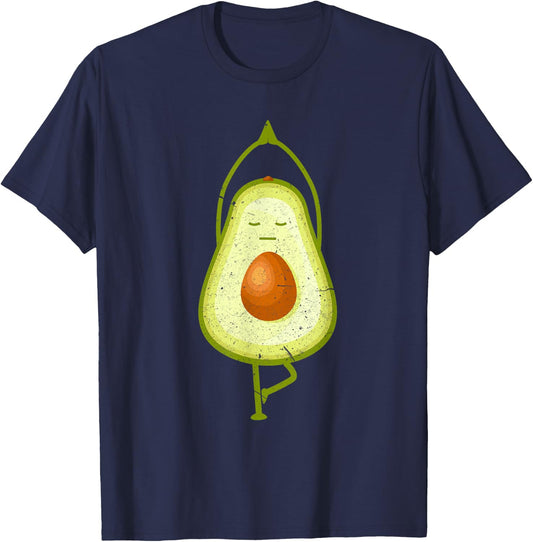 Avocado Yoga Funny Namaste Meditation Vegan T-Shirt - T-Shirt | Navy