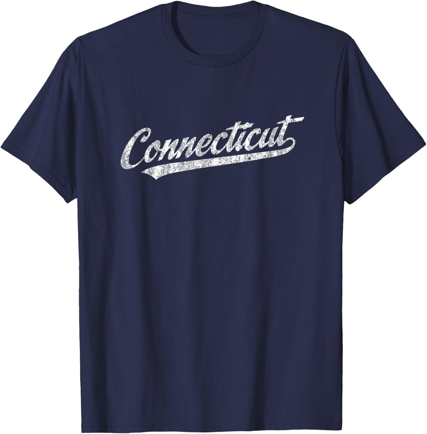 Connecticut CT Vintage Sports Script Retro T-Shirt - T-Shirt | Navy