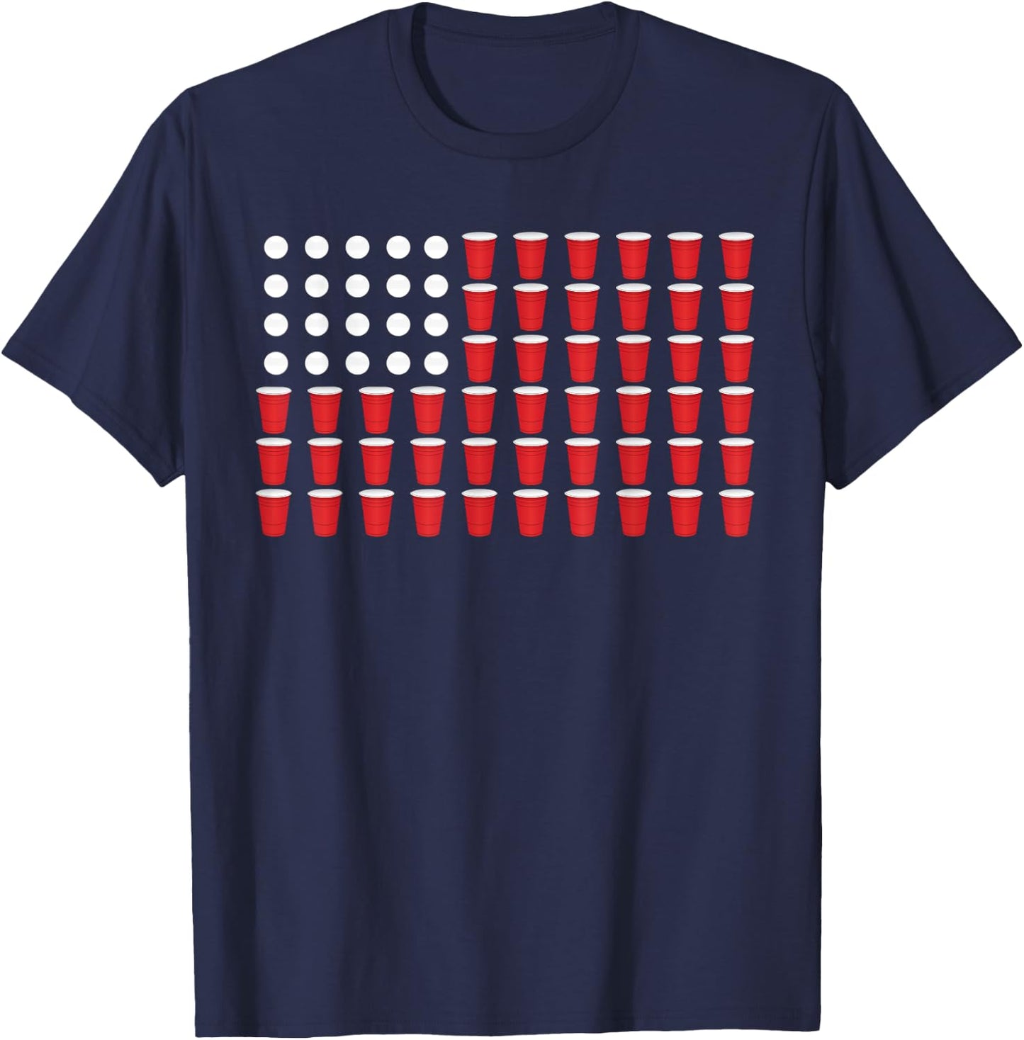 4th Of July T Shirt Gift Beer Pong American Flag Drinking Men T-Shirt - T-Shirt | Navy