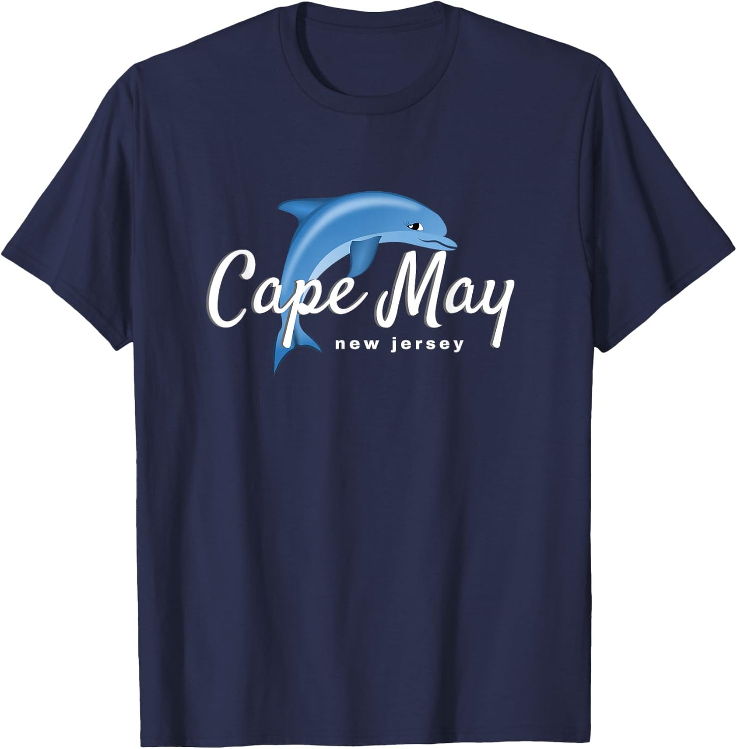 Cape May NJ , Cape May Dolphin Beach Shirt T-Shirt - T-Shirt | Navy