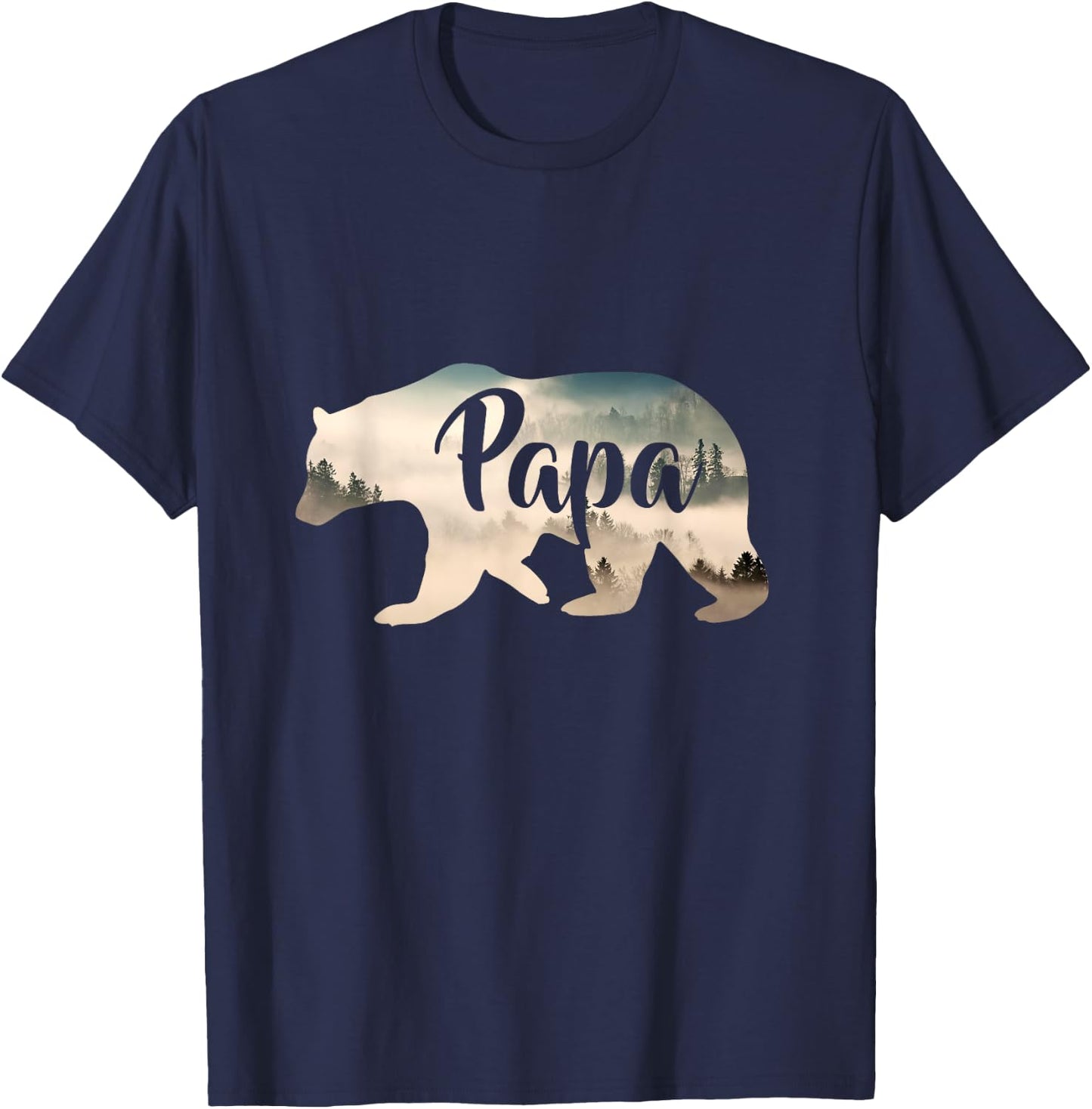 Men's Papa Bear & Forest Awesome Camping T-Shirt - T-Shirt | Navy