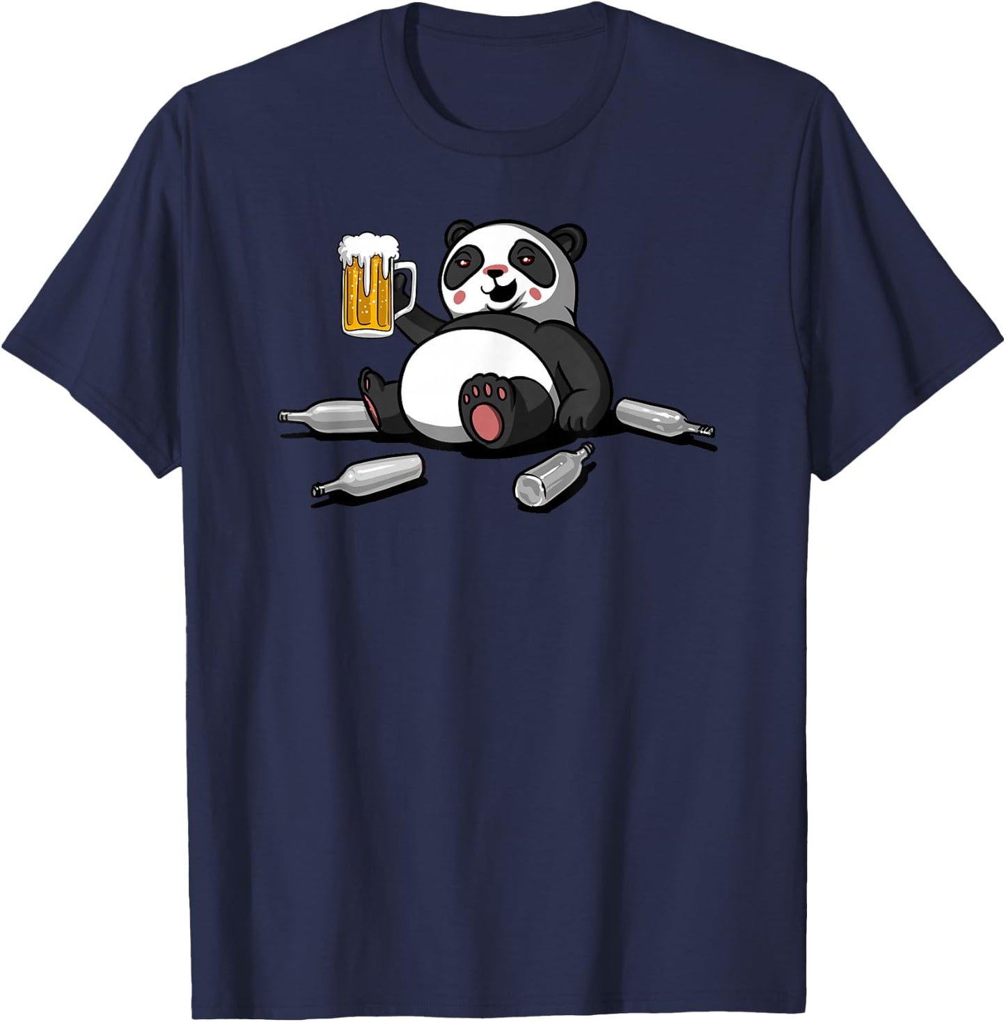 Panda Bear Beer Drinking Party Celebration Funny Beer Lover T-Shirt - T-Shirt | Navy