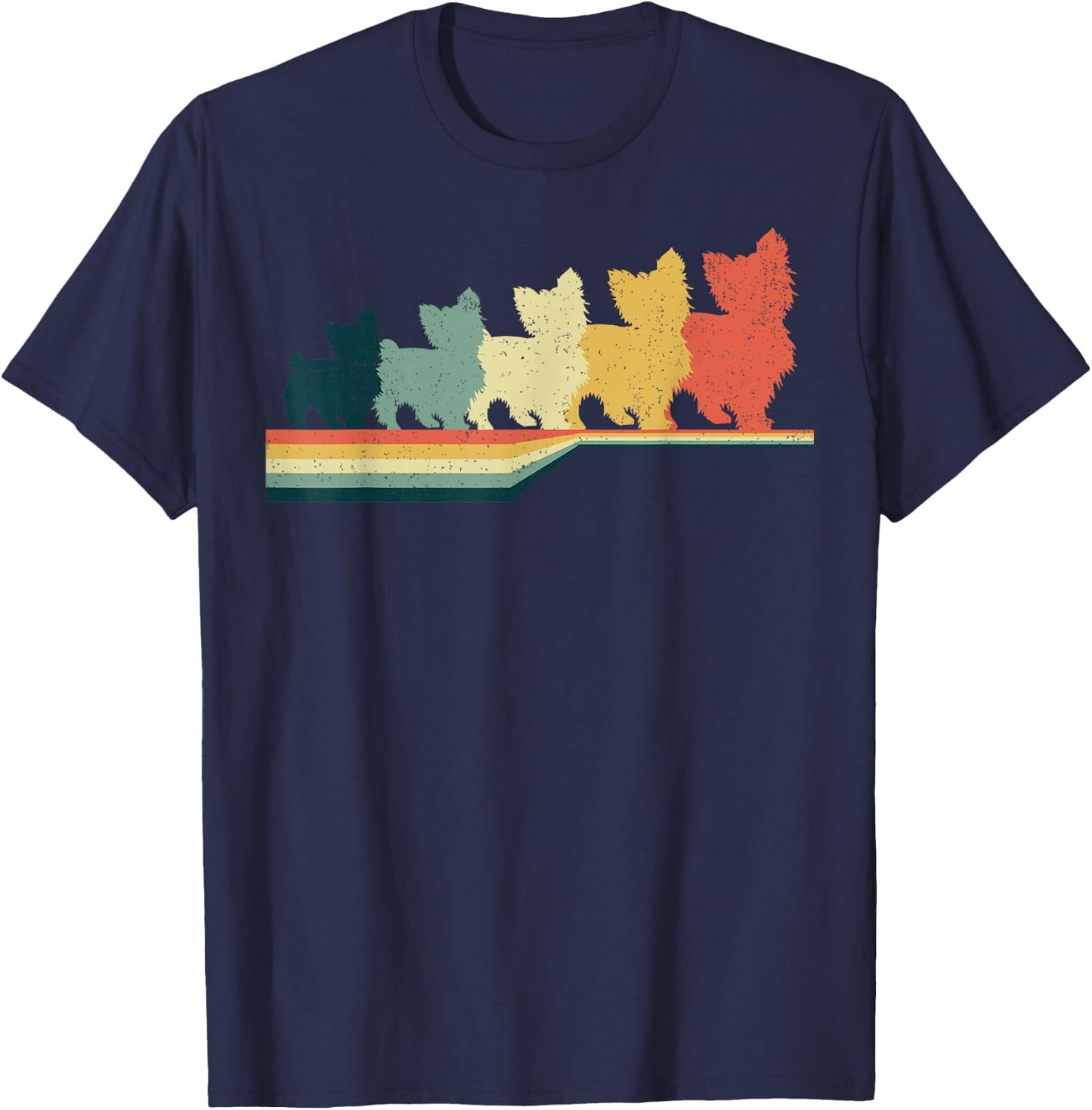 Yorkie Poo Dog Cute Pet Art Vintage Retro T-Shirt - T-Shirt | Navy