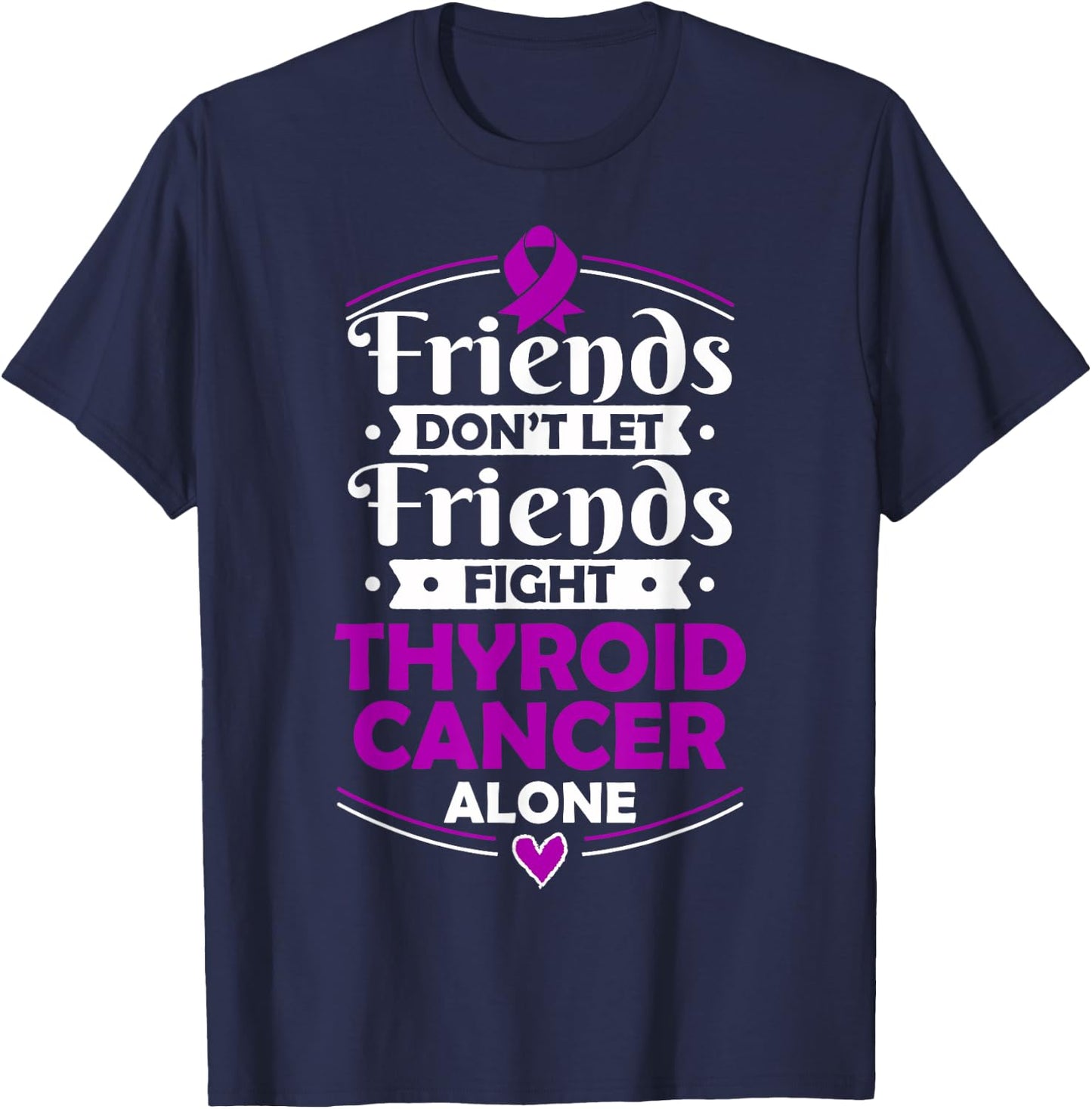 Purple Awareness Ribbon - Gift Thyroid Cancer Patients T-Shirt - T-Shirt | Navy