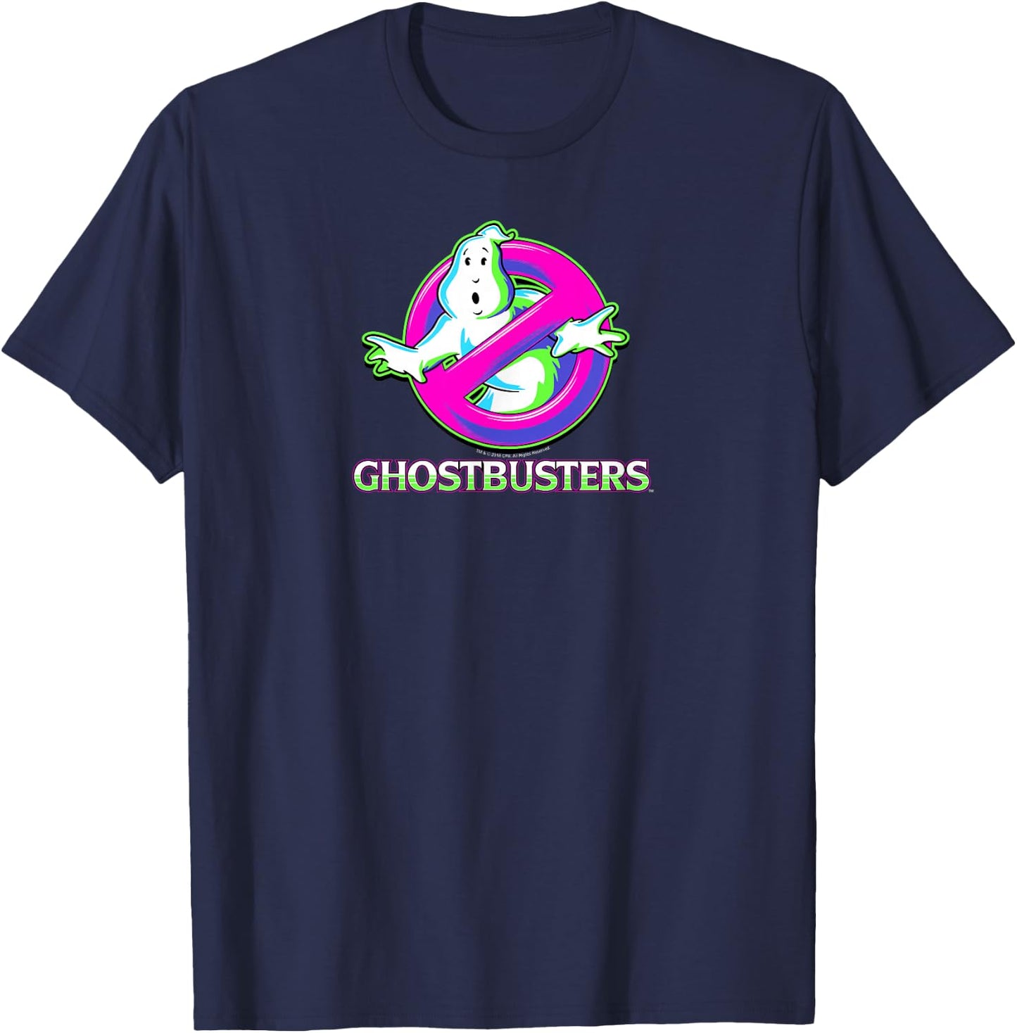 Ghostbusters Colorful Arcade Style Logo Retro Movie T-Shirt - T-Shirt | Navy