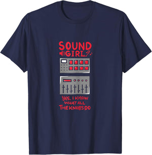 Sound Girl Funny Audiophile Audio Engineering Soundboard T-Shirt - T-Shirt | Navy