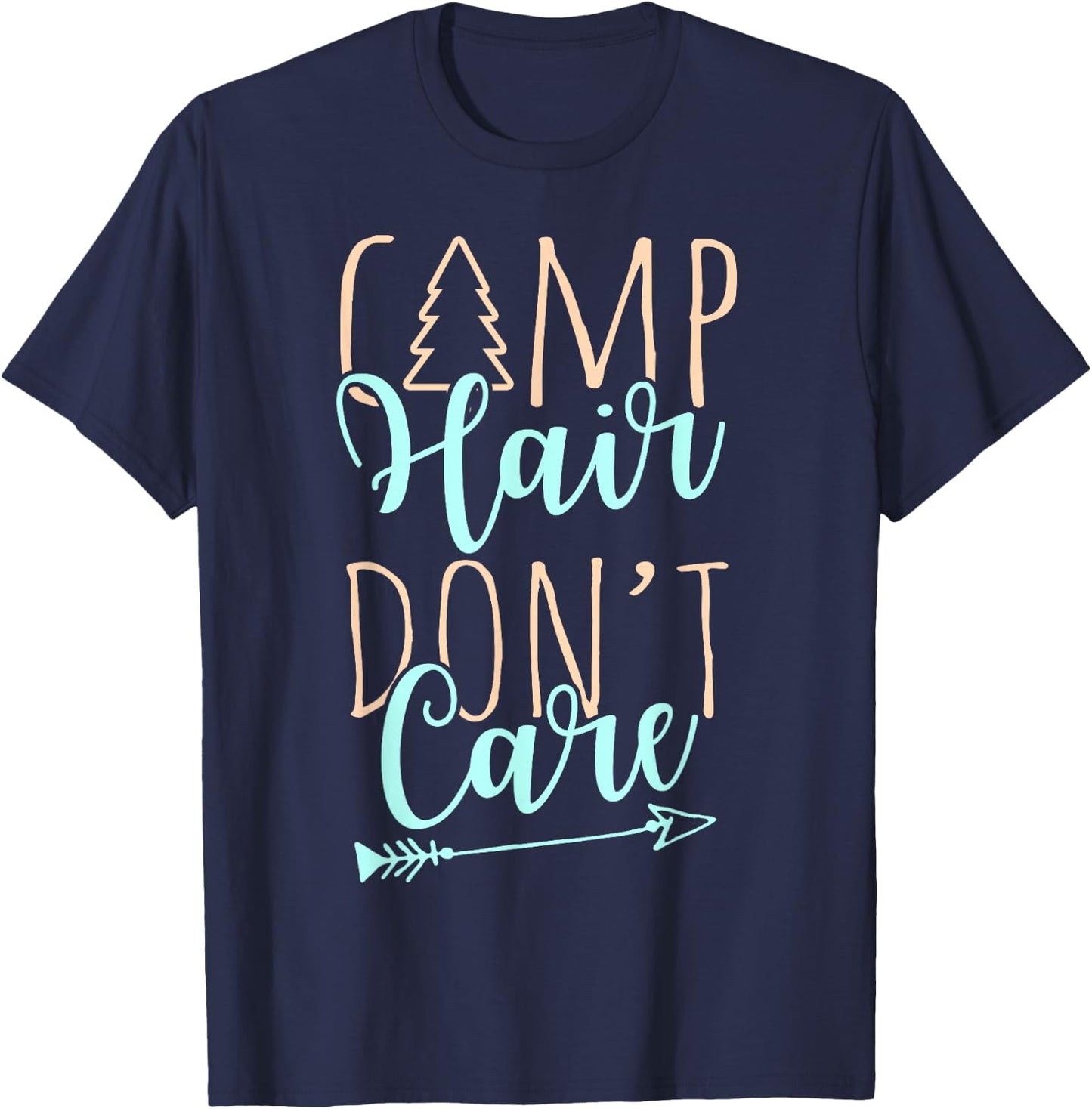 Camp Hair Don't Care Camping Shirt for Girls T-Shirt - T-Shirt | Navy
