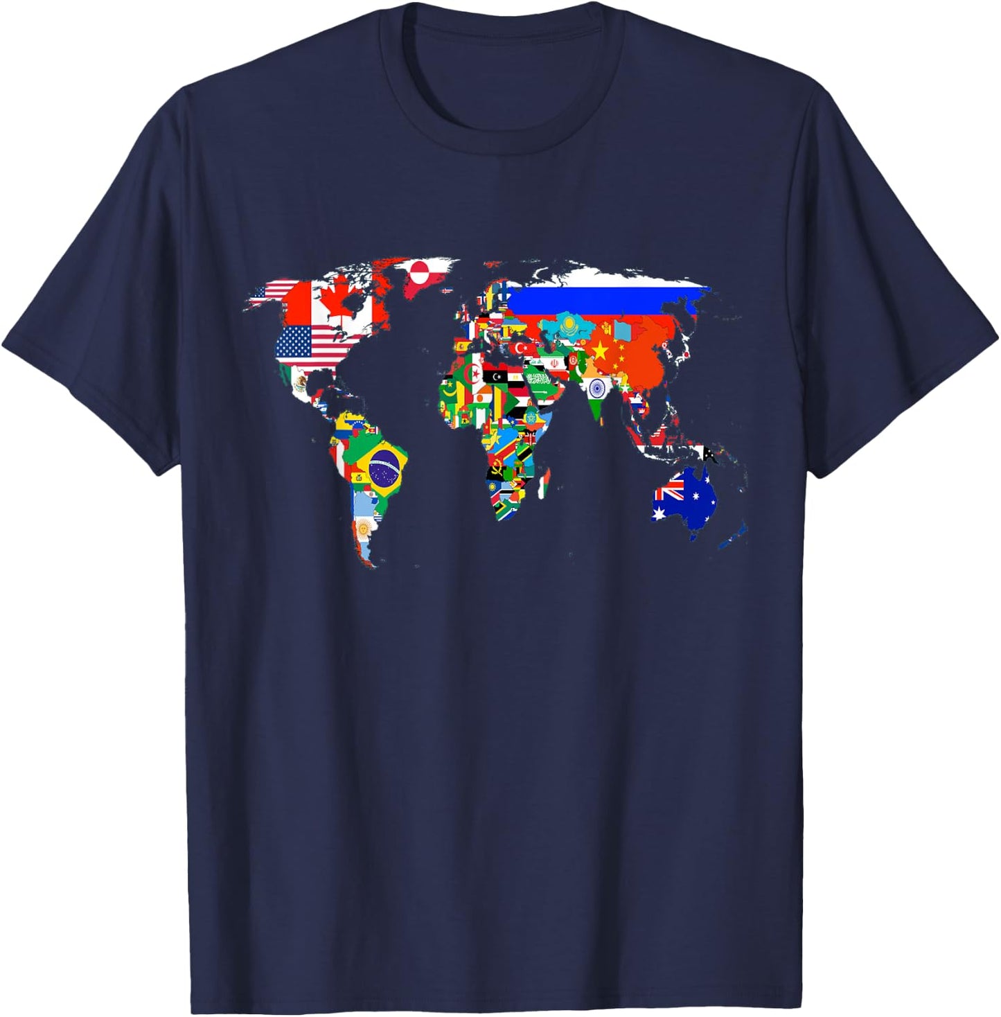 World Map Country Flag Atlas T-Shirt - T-Shirt | Navy