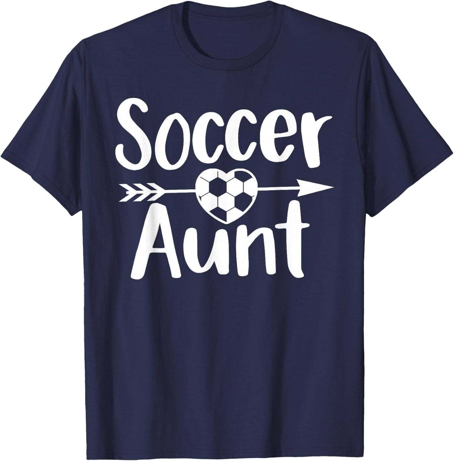 Soccer Aunt Heart Sport Lover Auntie Mother's Day T-Shirt - T-Shirt | Navy